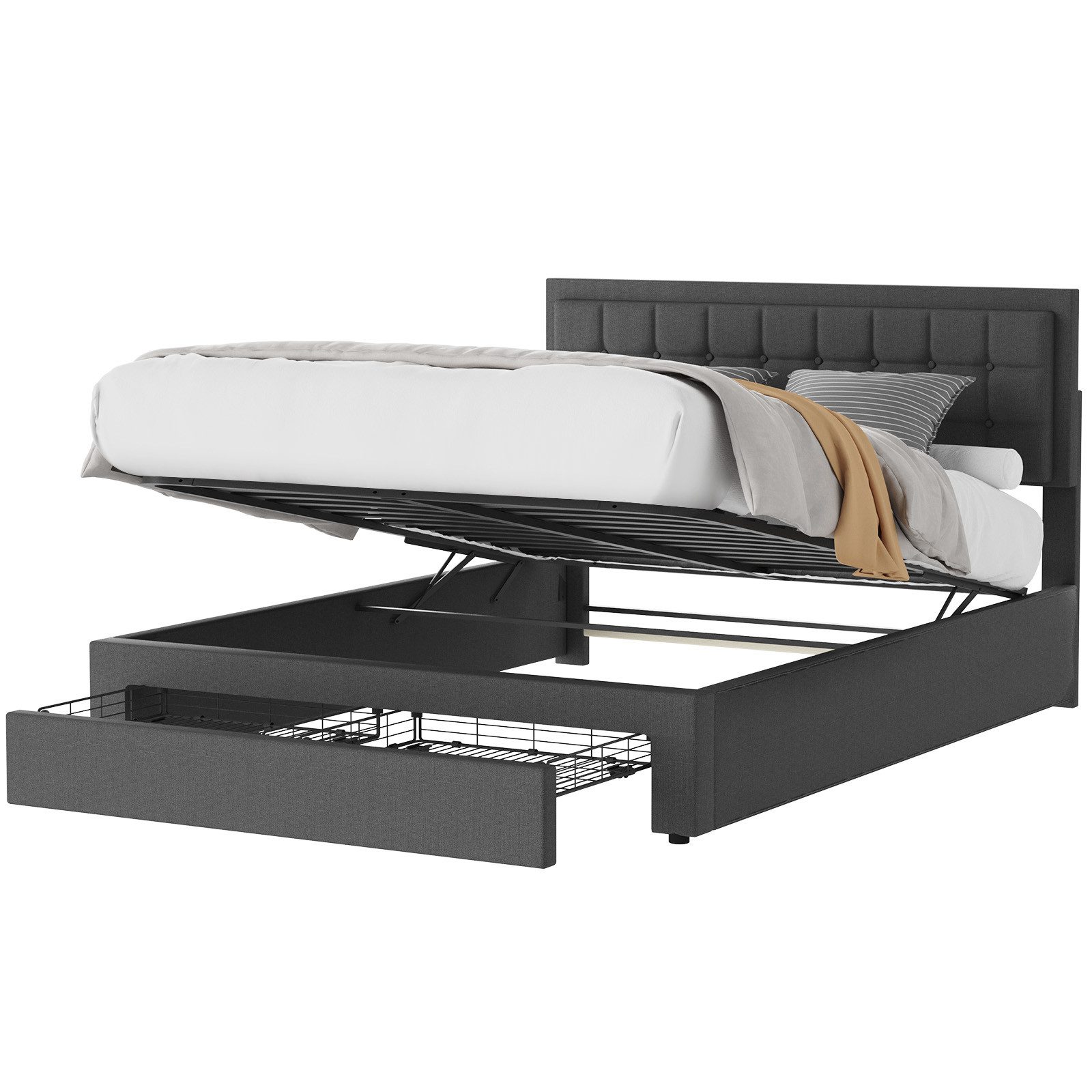 oyajia Polsterbett Doppelbett Polsterbett 140x200cm, Luftdruck anhebbarer S günstig online kaufen
