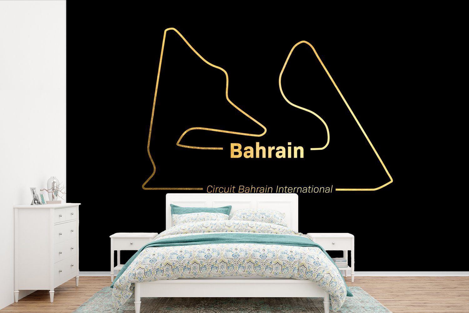 MuchoWow Fototapete Bahrain - Formel 1 - Rennstrecke, Matt, bedruckt, (6 St), Wallpaper für Wohnzimmer, Schlafzimmer, Kinderzimmer, Vinyl Tapete