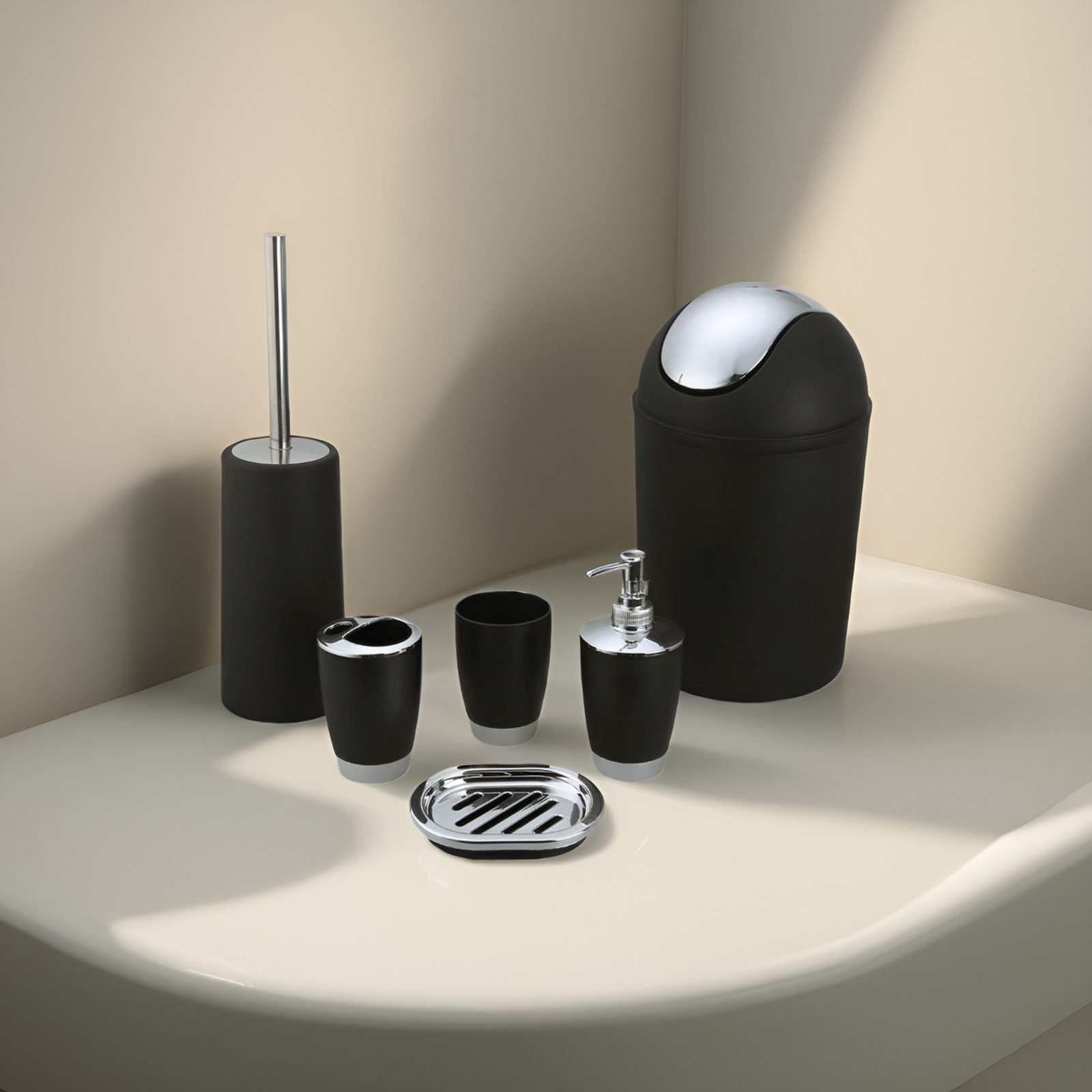 OKWISH Badaccessoire-Set 6-teiliges Badzubehör Seifenspender Modern günstig online kaufen