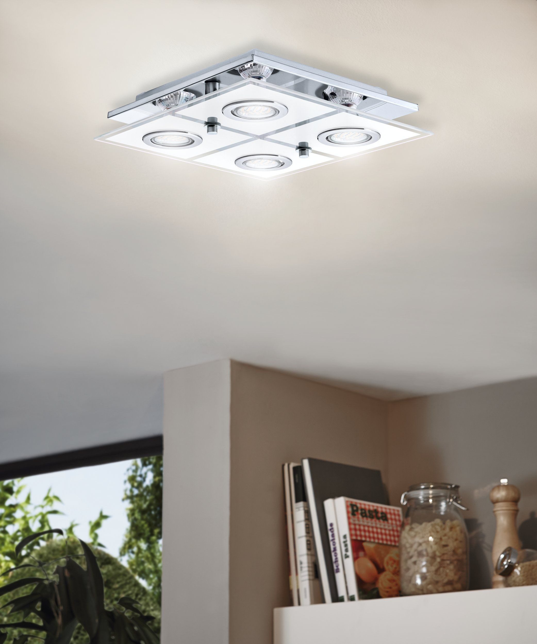EGLO Deckenleuchte "CABO-SD" silber, 20W, GU10, günstig online kaufen