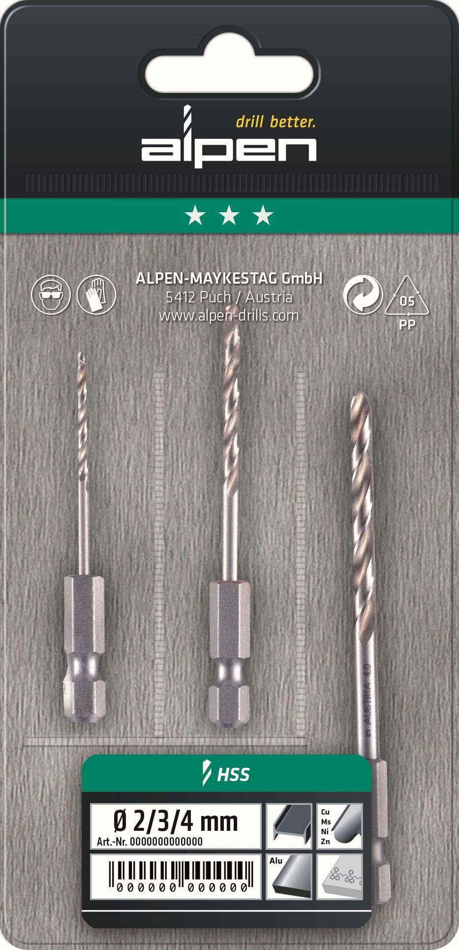 Alpen Spiralbohrer Alpen Spiralbohrer Set Super 3-teilig für Stahl, Handbohrmaschinen