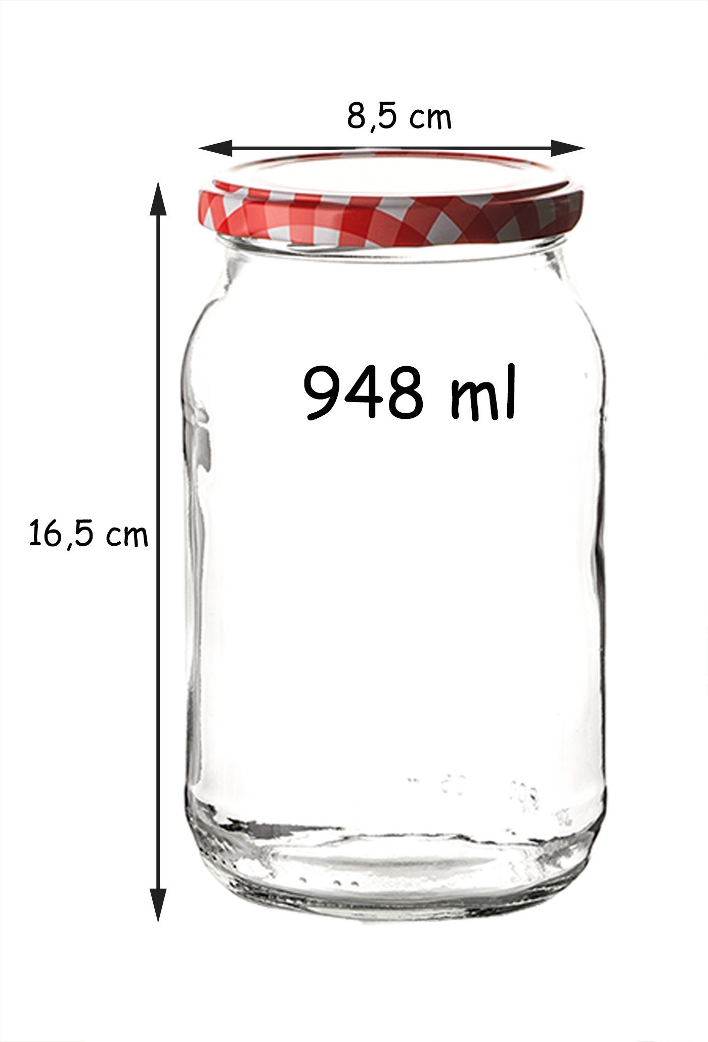 Glas, Sturzgläser Marmeladengläser (18-tlg) Einmachglas Einmachgläser, BigDean 948ml Set 18er