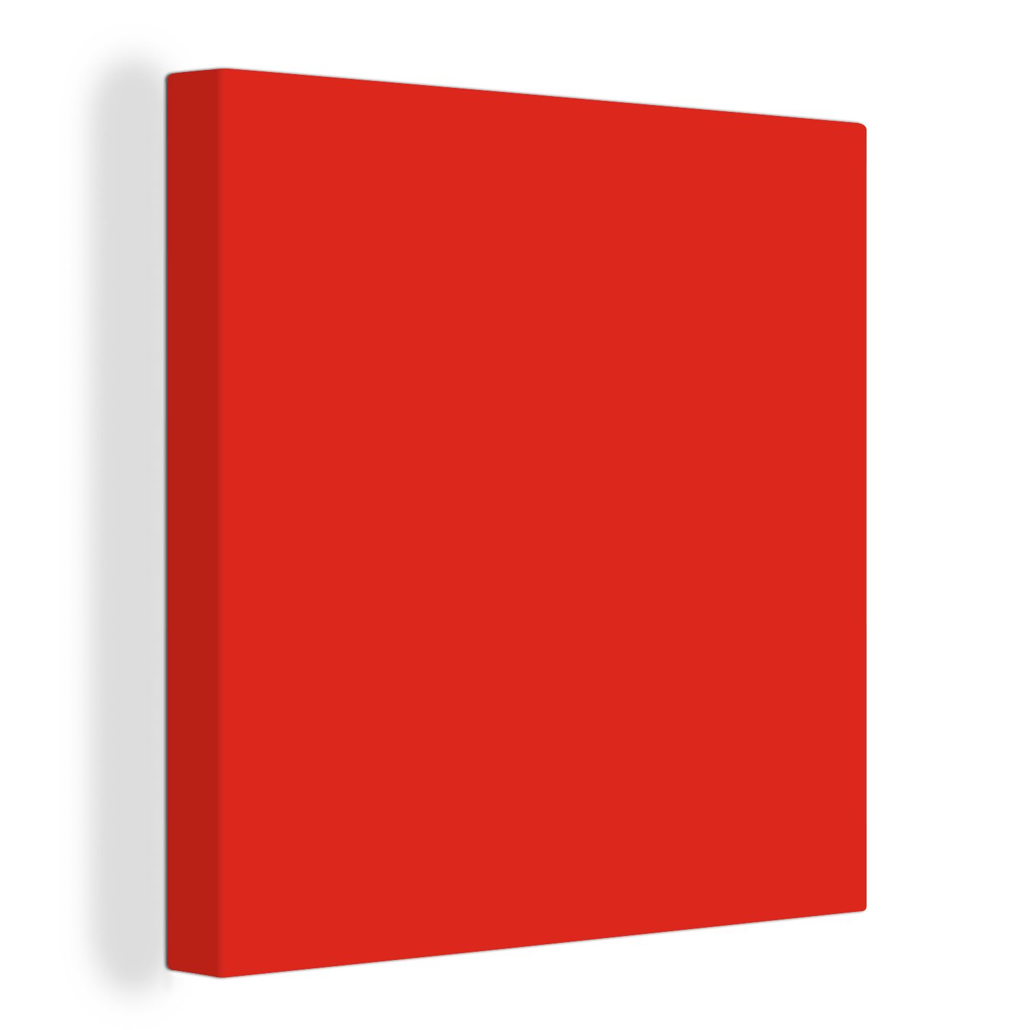 OneMillionCanvasses® Leinwandbild Rot - Farbe - Einfarbig, Fotodruck (1 St), Wandbild, Deko Schlafzimmer Wohnzimmer Flur 20x20 cm