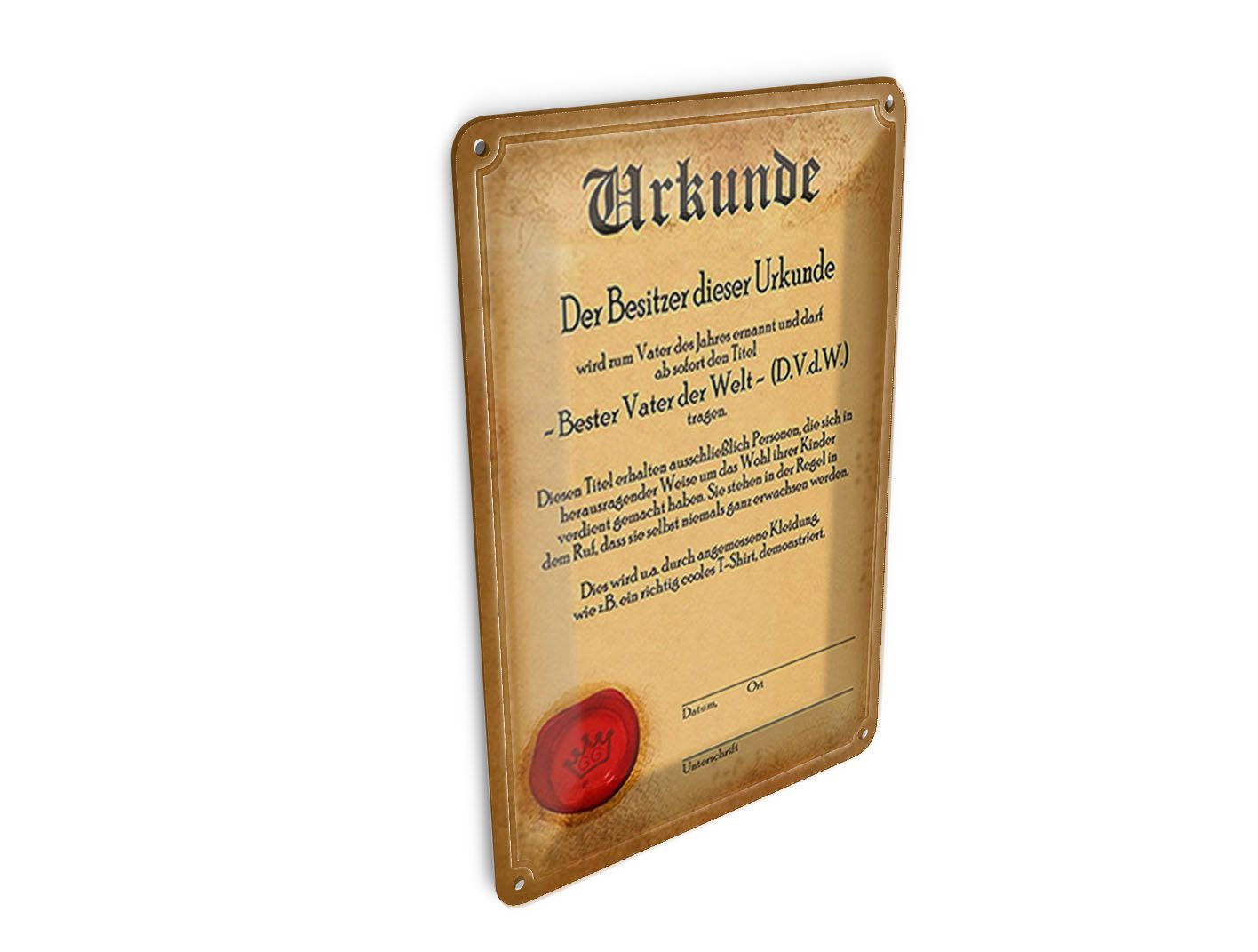 Femer GmbH Postkarte Vater 10x14 cm Urkunde bester Vater der Welt, unfrankiert