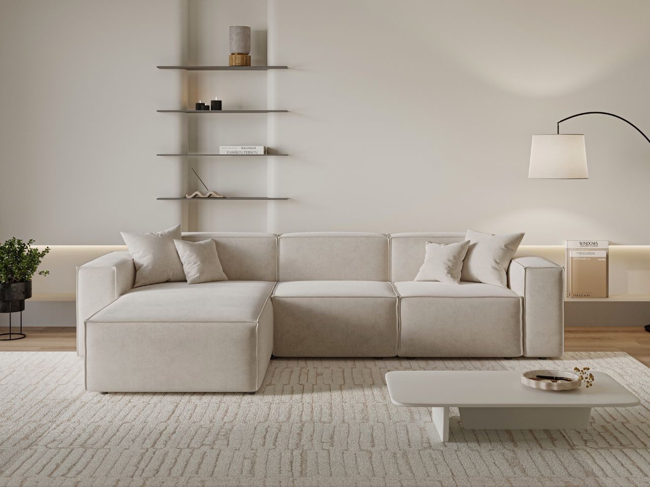 GrainGold Ecksofa L-Form Arizona L, Set, Wellenfederkern, HR-Schaum, Freistehendes