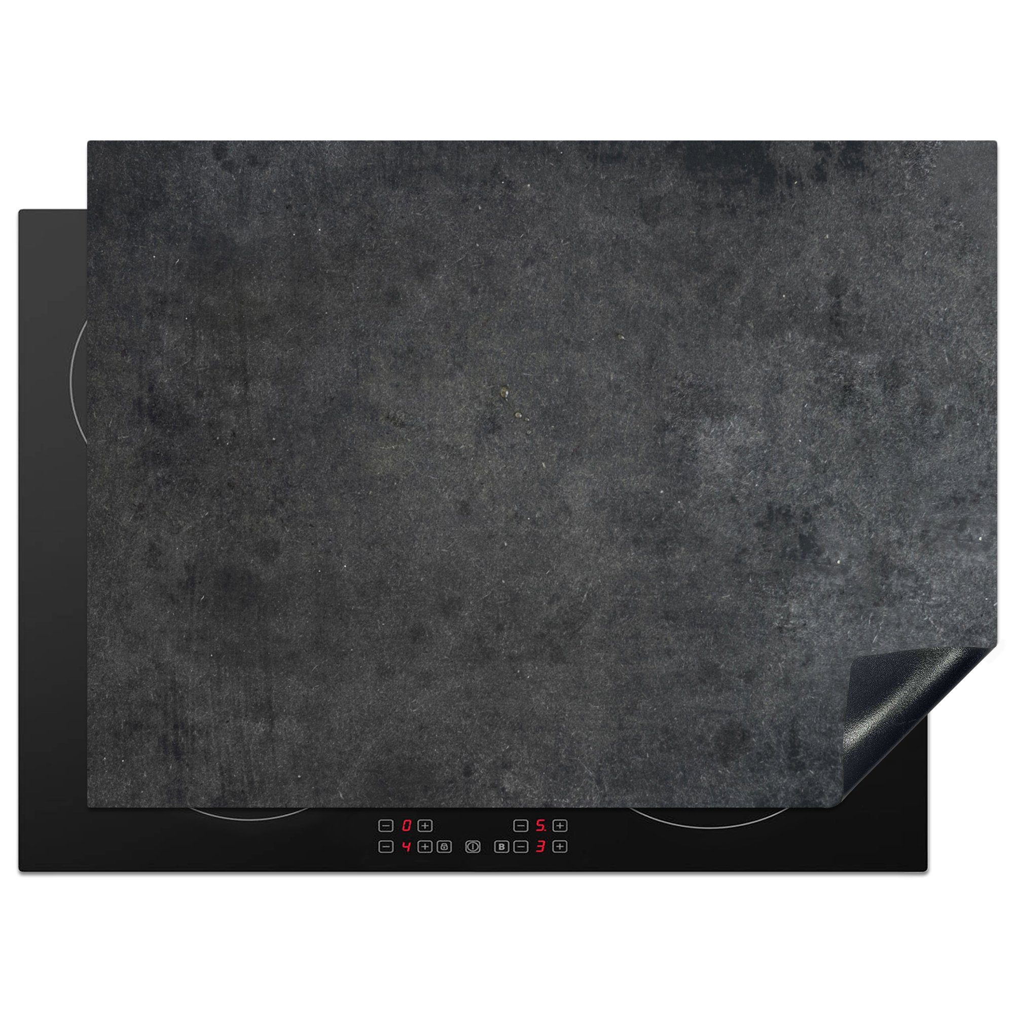 MuchoWow Herdblende-/Abdeckplatte Abdeckplatte (1 Arbeitsfläche - - tlg), nutzbar, - Induktionsschutz, Industrie Vinyl, Mobile Beton Ceranfeldabdeckung Grau - cm, 70x52