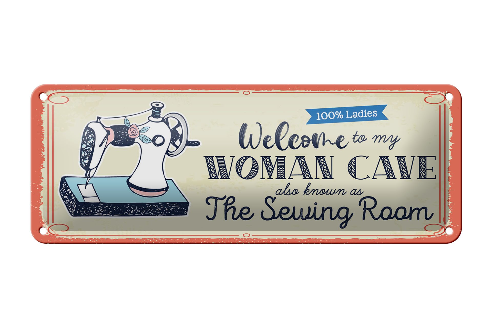 Femer GmbH Metallschild Spruch 27x10 cm Welcome to my woman cave, (1 St), gewölbte Oberfläche, abgerundete Ecken, umgeschlagene Kanten