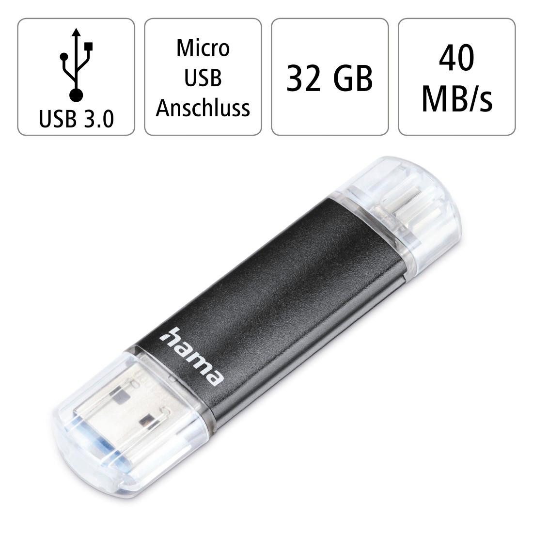 Hama Laeta Twin, USB 3.0 USB-Stick (USB 3.0, Lesegeschwindigkeit 40 MB/s)