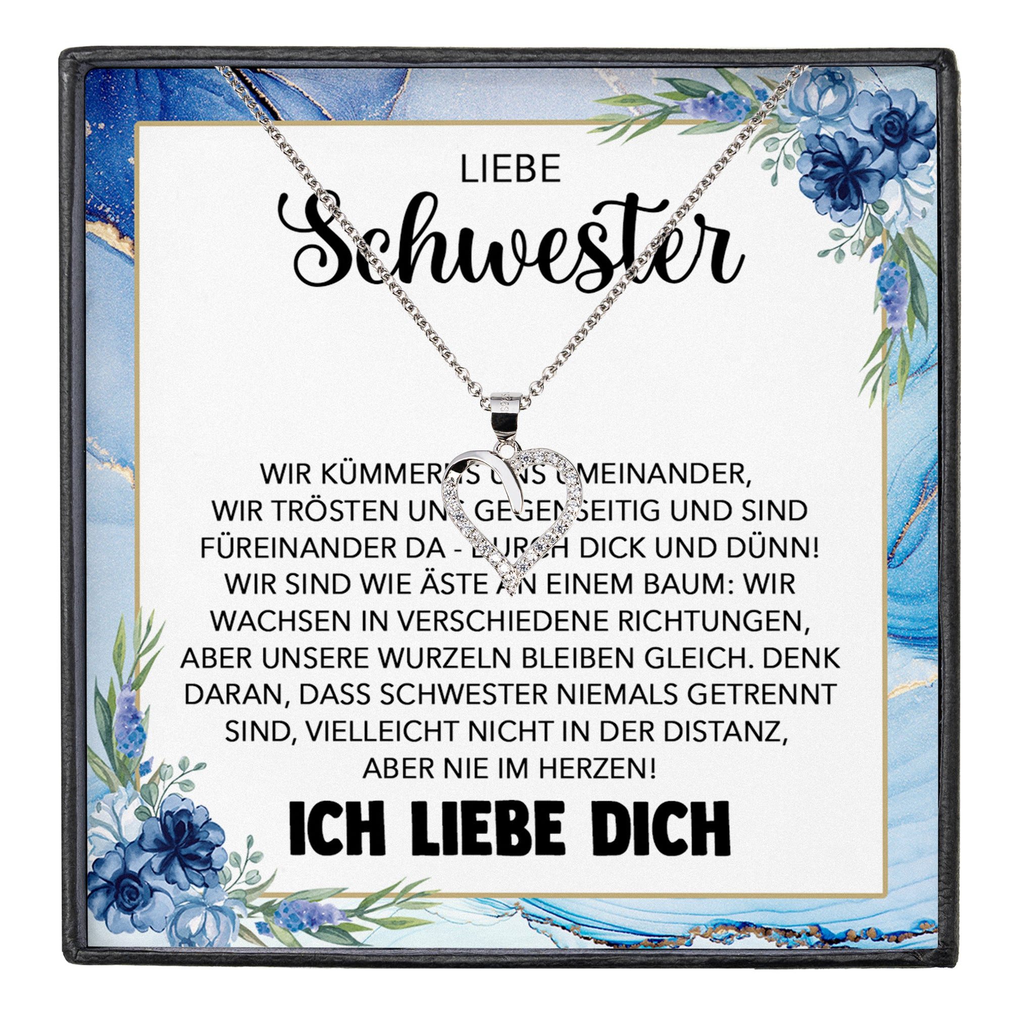 Schmuckset Liebe Schwester Geschenk Frauen Mädchen Herz Halskette Geschwister