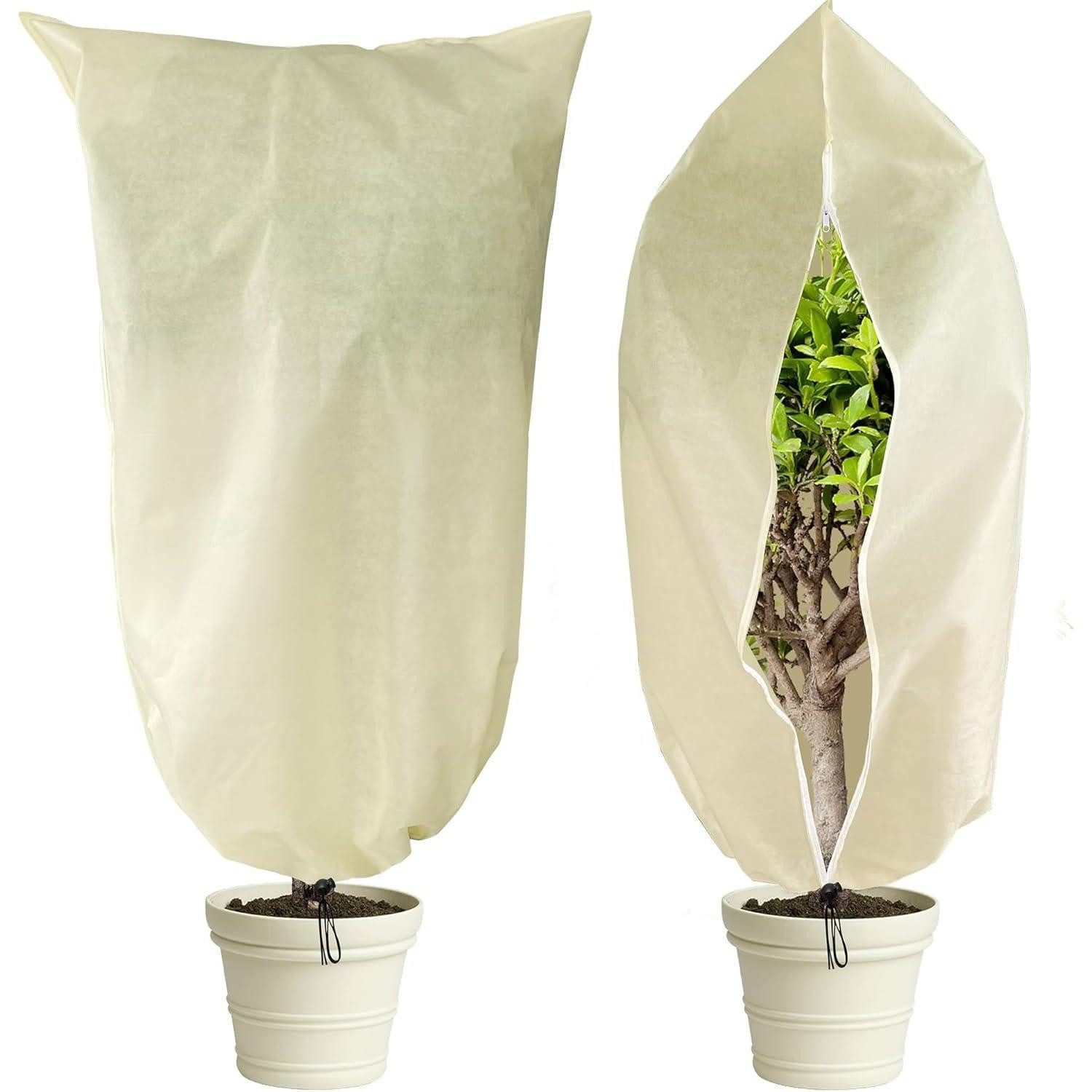 Abdeckhaube 2er Set Frostschutz Pflanzensack 180x120cm, Zugband und Reißverschluss