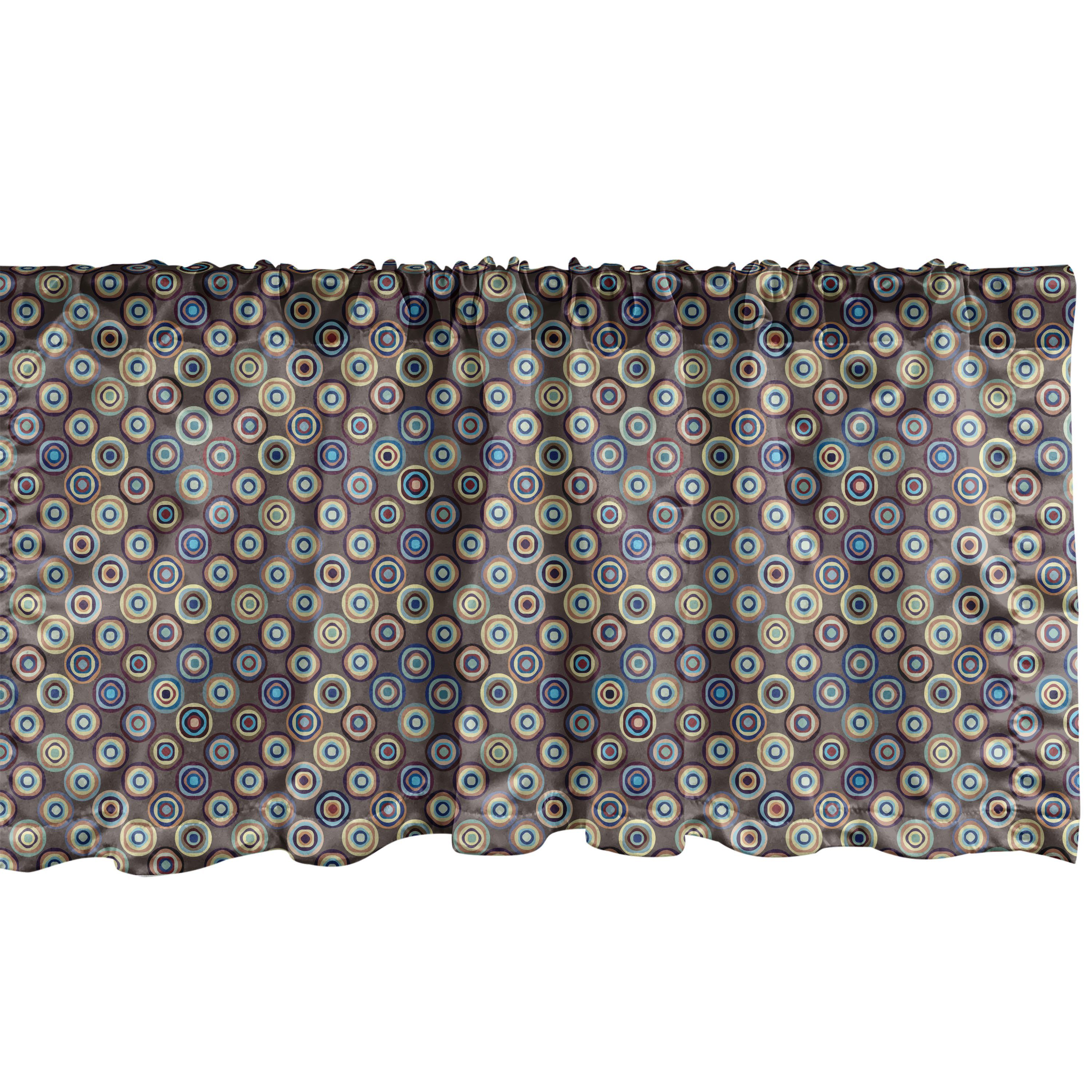 Scheibengardine Vorhang Volant für Küche Schlafzimmer Dekor mit Stangentasche, Abakuhaus, Microfaser, Geometrisch Abstrakt Große Punkte