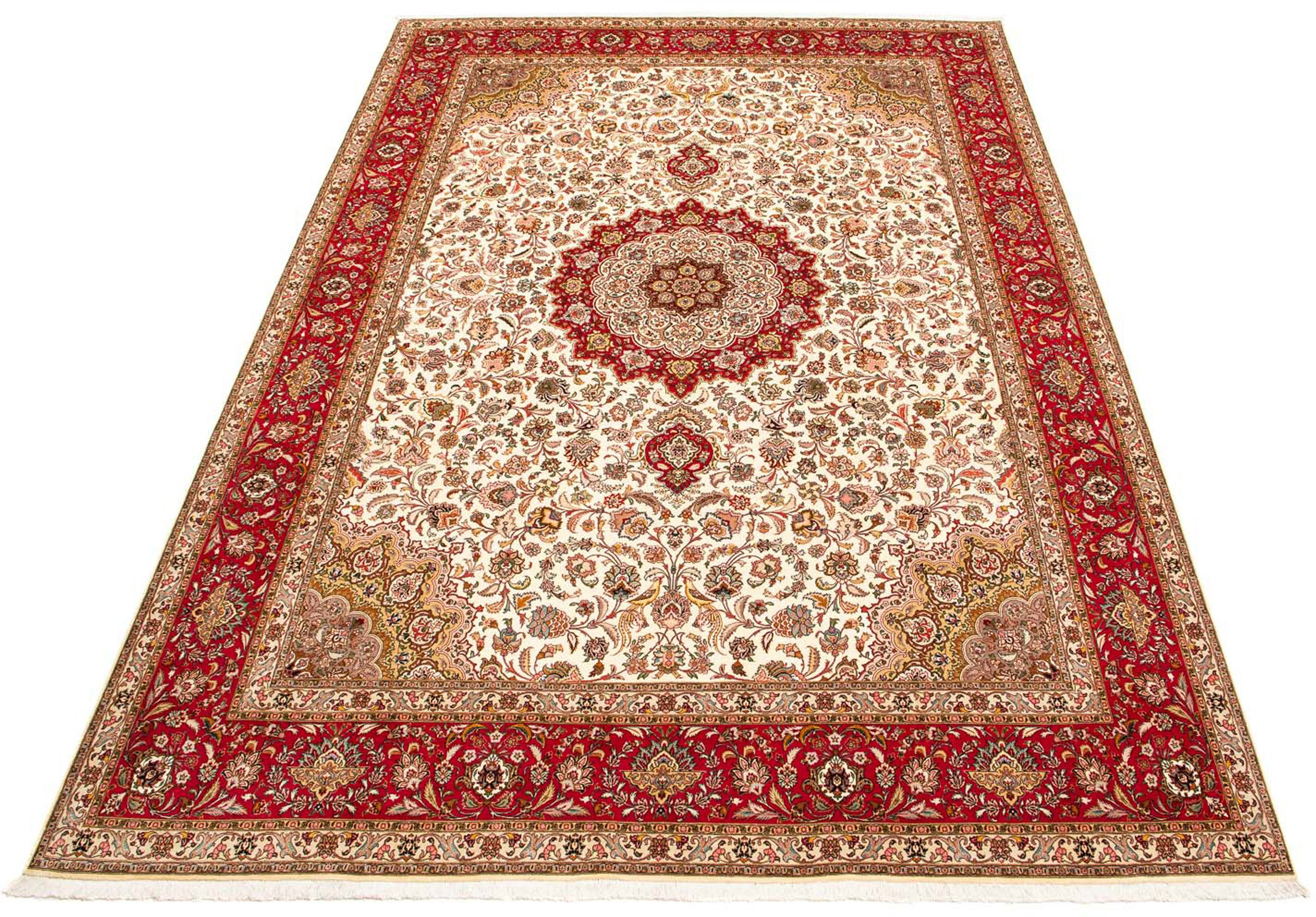 Orientteppich Perser - Täbriz - Royal - 411 x 303 cm - rot, morgenland, rechteckig, Höhe: 7 mm, Wohnzimmer, Handgeknüpft, Einzelstück mit Zertifikat