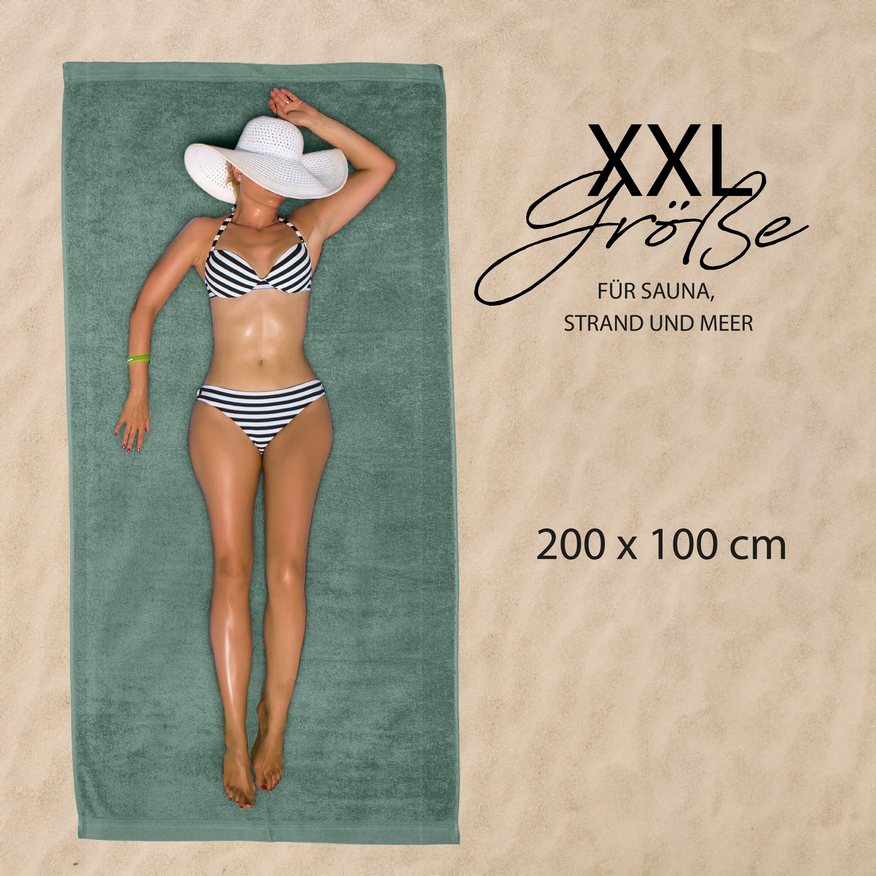 Hausfelder Saunatuch 2er Set Saunatuch XXL (Hellgrün, Saunatuch XXL 100x200 günstig online kaufen