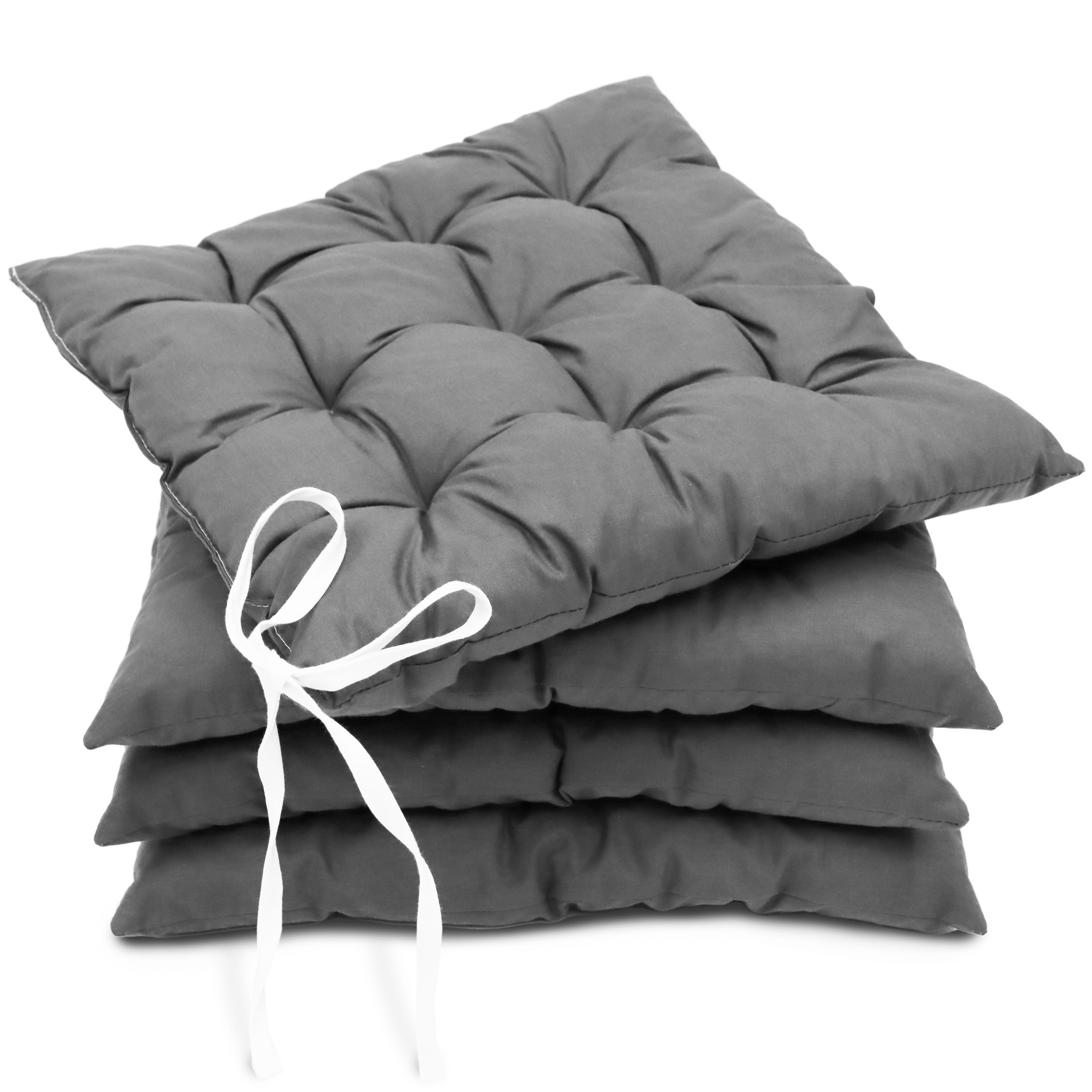Amilian Stuhlkissen 40x40 mit Bändern 4er Set Sitzkissen Outdoor
