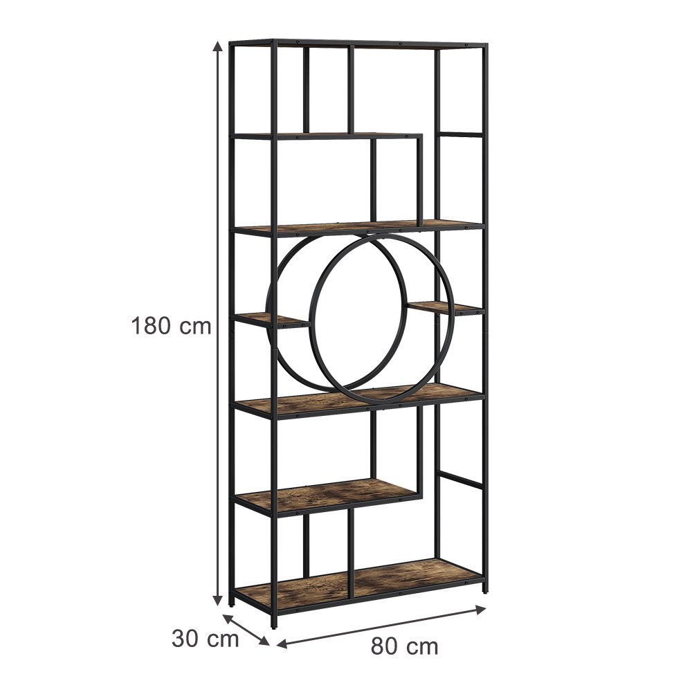 Vicco Raumteilerregal Fyrk, Schwarz/Antikholz, 80 x 180 cm günstig online kaufen