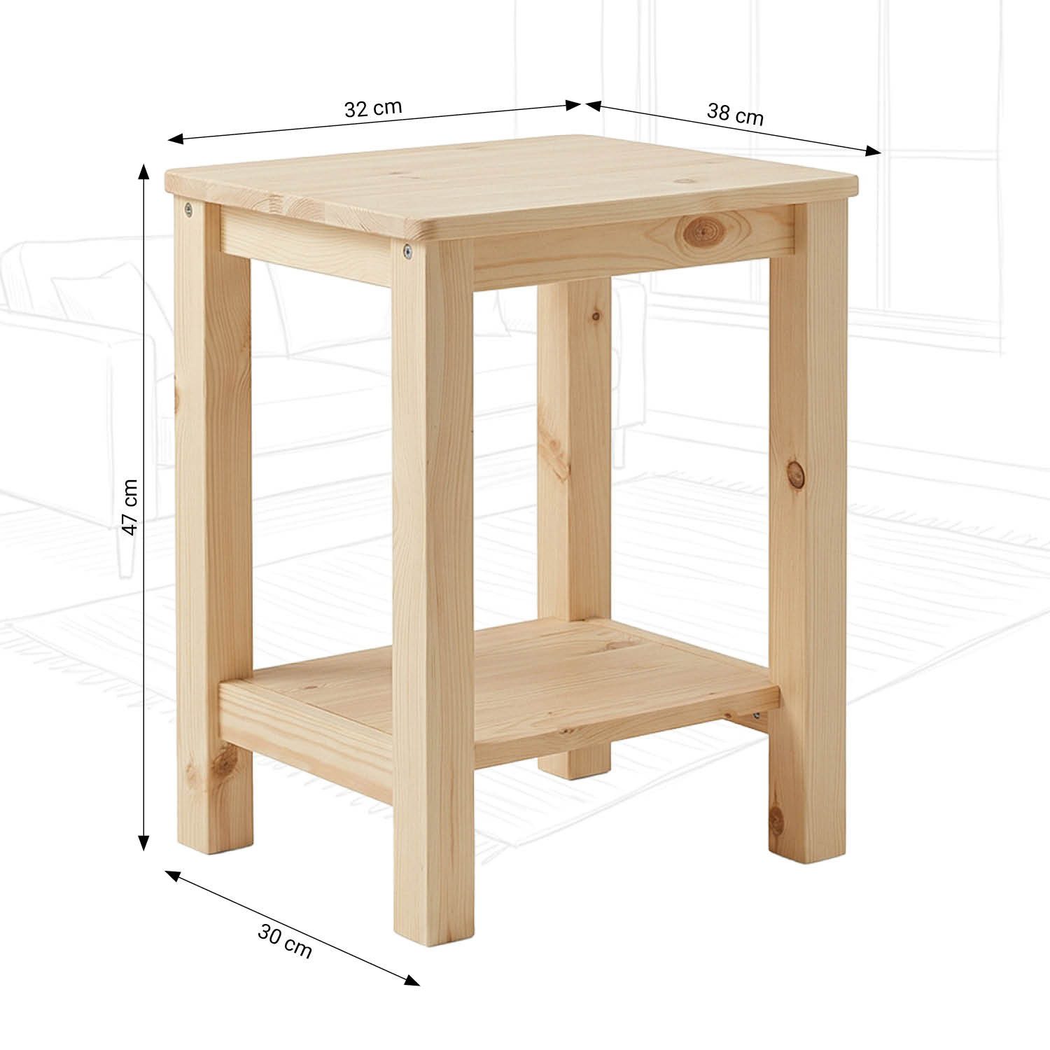 Homestyle4u Beistelltisch 2er Set Holz Hocker mit Stauraum Natur Massiv Sitz Wohnzimmer (2-St). Reduzierter Preis € 84,95. Unverbindliche Preisempfehlung € 109,95