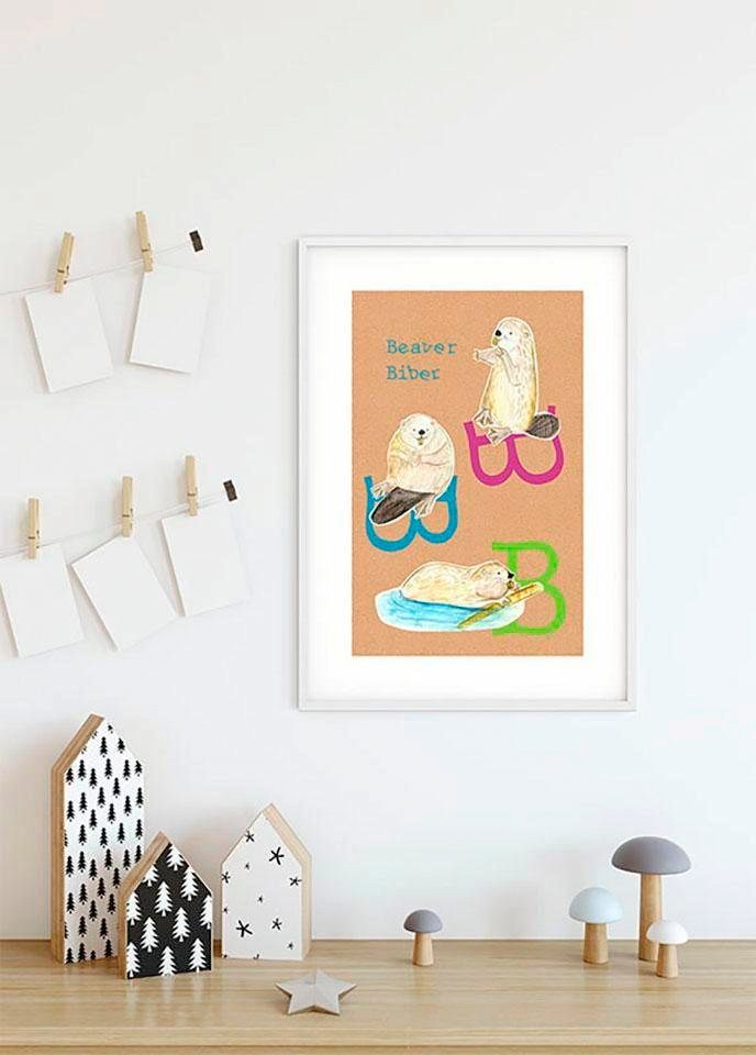 Komar Kinderzimmer, Wohnzimmer Buchstaben Schlafzimmer, (1 St), Animal B, ABC Poster