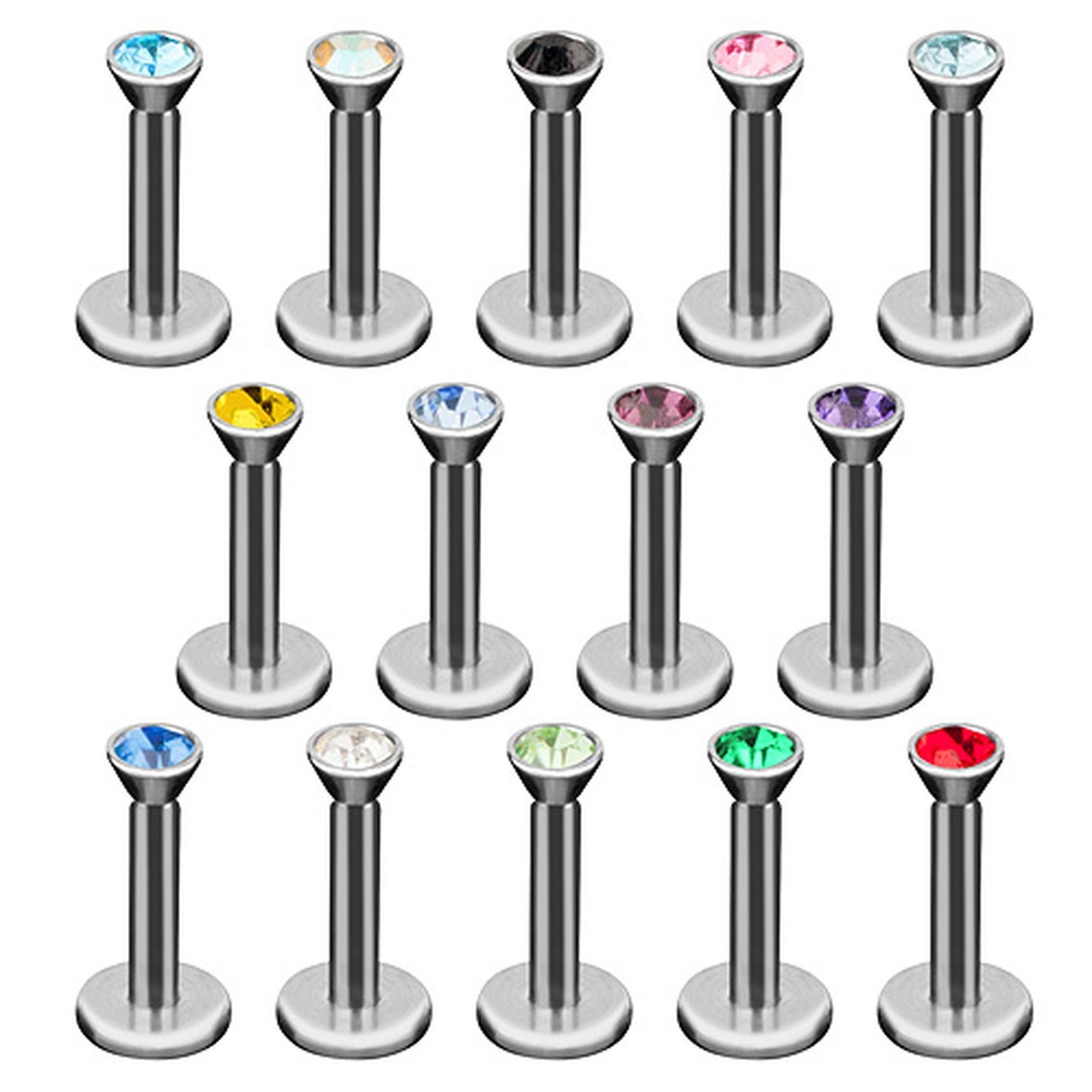 Labret Stecker Piercing Taffstyle Tragus Piercing Lippenstecker Stecker Violett Labret Innengewinde Piercing-Set Stud Kristall, Lippenpiercing Schmuck