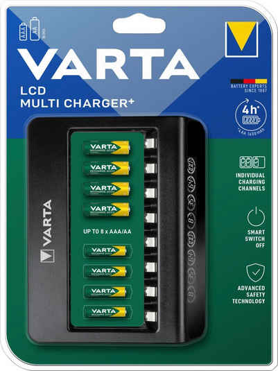 VARTA VARTA LCD Multi Charger+ für 8 AA/AAA Akkus mit Einzelschachtladun Akku-Ladestation