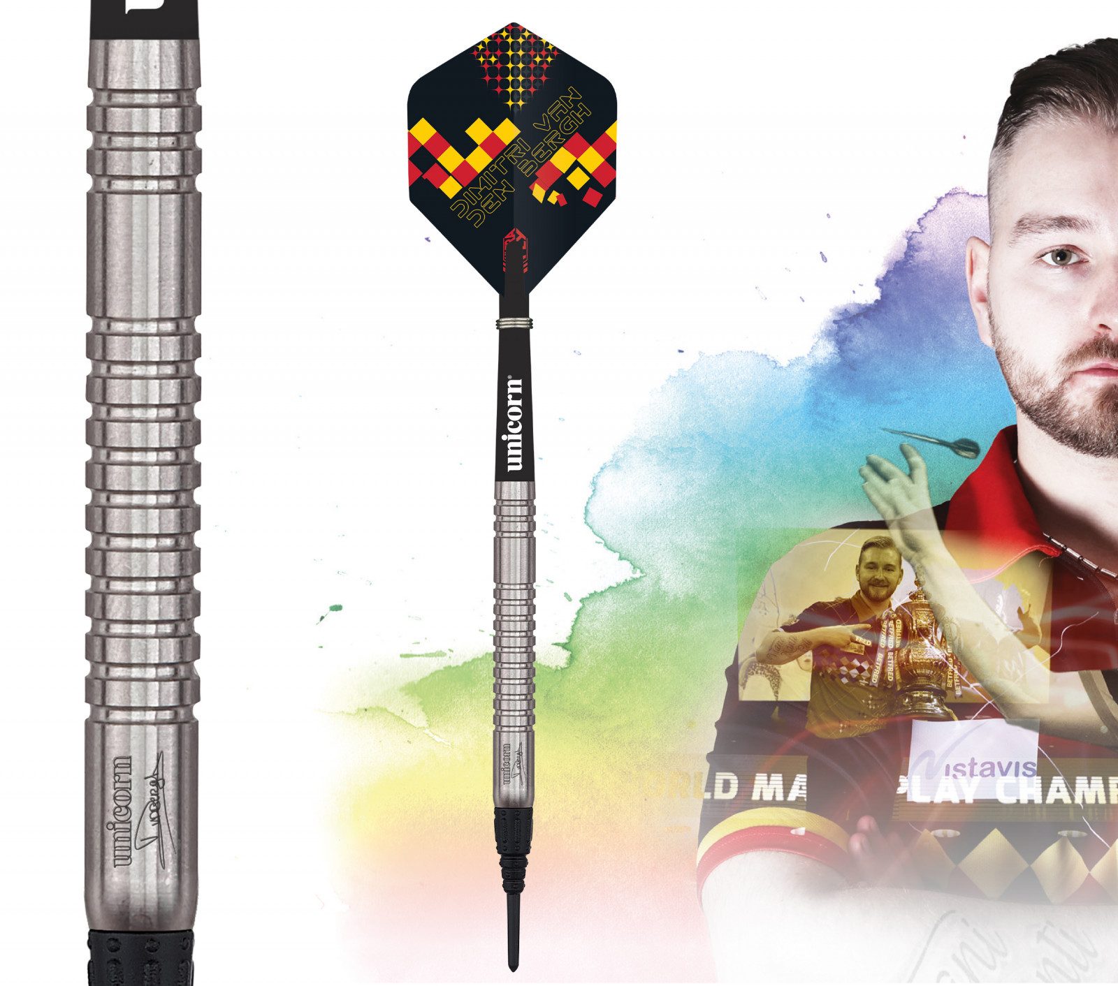 Softdarts Softdarts Dimitri van den Bergh Maestro, 70% Tungsten, 18g, Silber