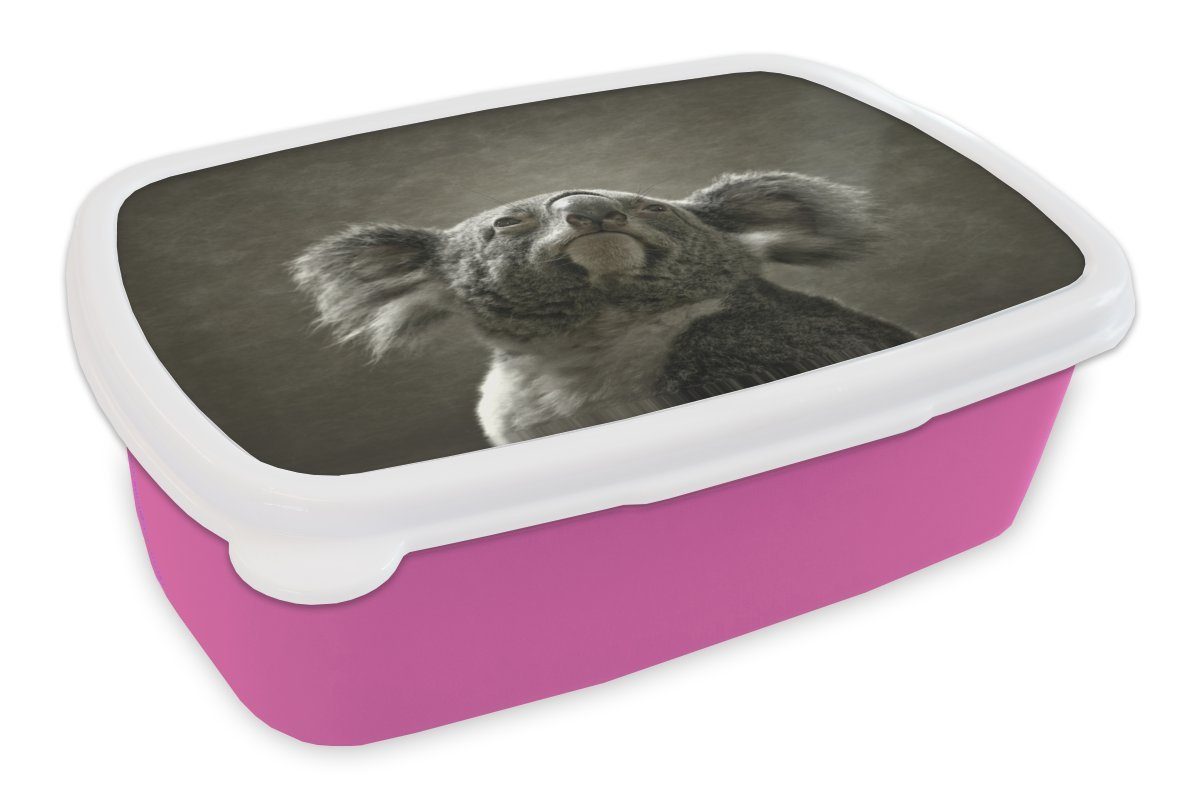 MuchoWow Lunchbox Koala - Brotdose Kontur, Kinder, Snackbox, Kunststoff Brotbox für (2-tlg), - Erwachsene, Mädchen, Tiere Kunststoff, rosa