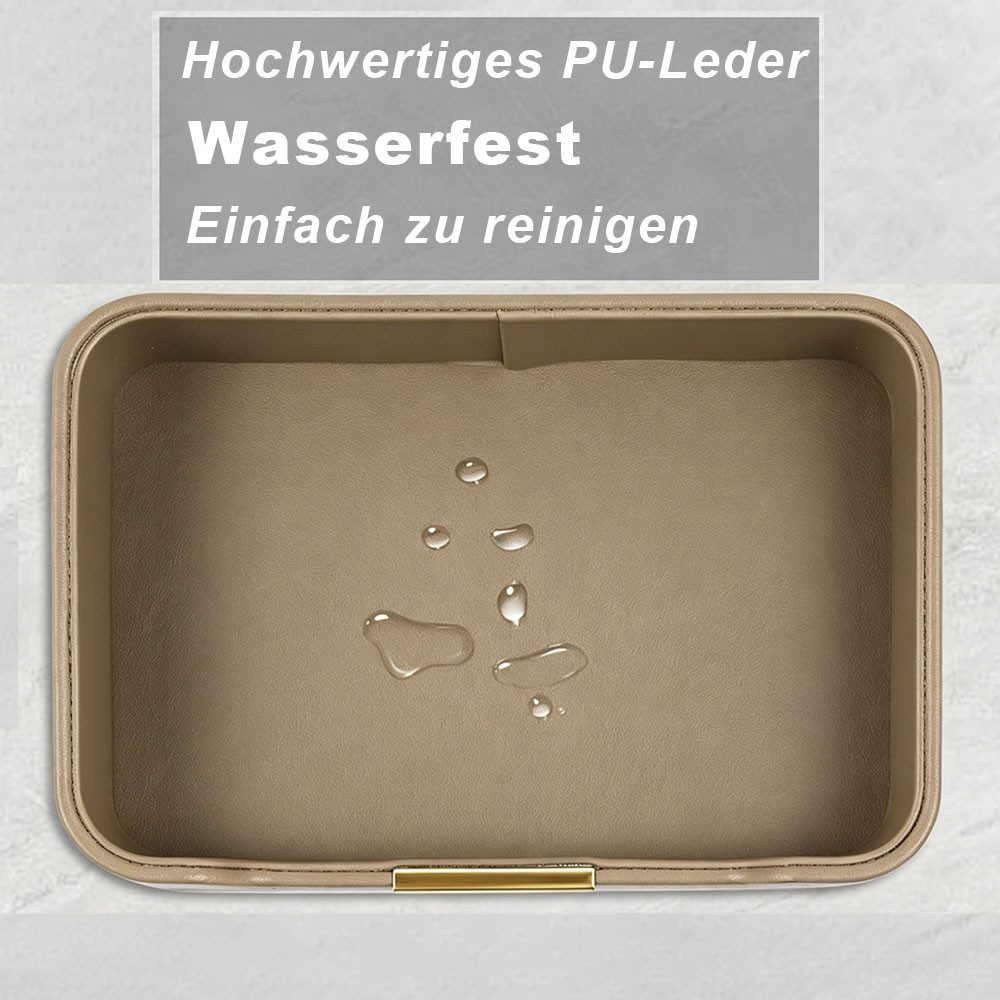 AFKSMILE Dekotablett Lederschale Schlüsselschale Aufbewahrung Schlüsselablage Organizer, Ablage Tablett Schale für Schlüssel, Flur zu halten Schmuck, Uhren – Bild 4 von 5