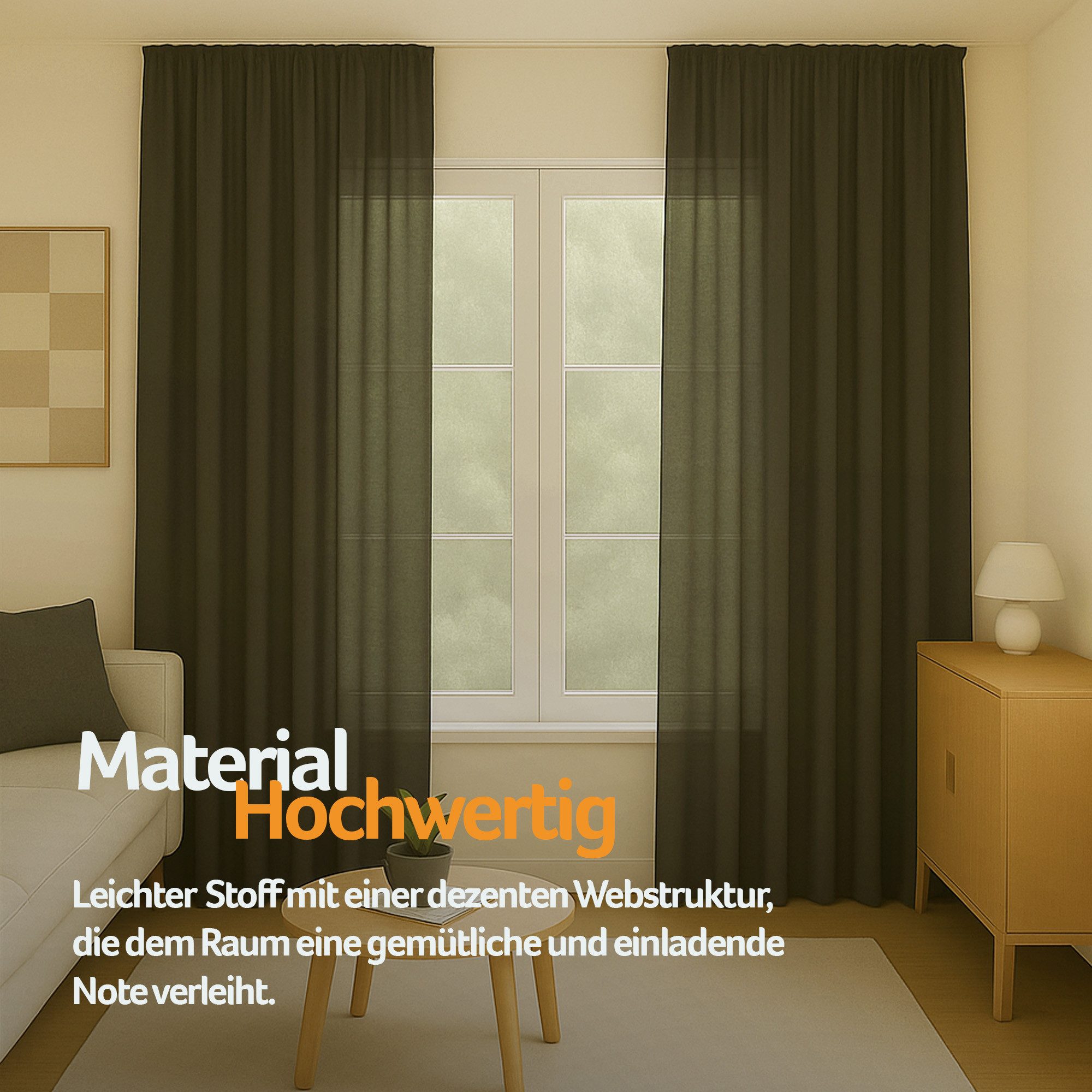 Bestlivings Gardine "Ellen" mit Universalband (2 St), Kräuselband, blickdicht, in moderner Satin-Optik, einfarbig, modern, waschbar bei 30°C