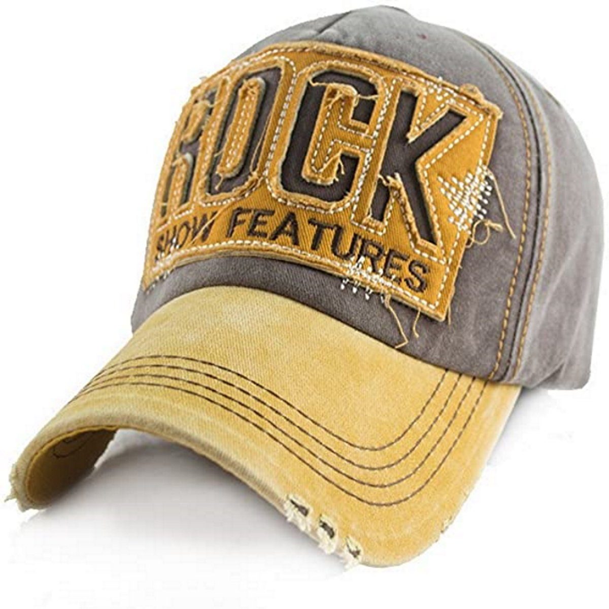 Sporty Baseball Cap Rock College Cap Vintage Used Look Kappe Basecap mit Belüftungslöchern