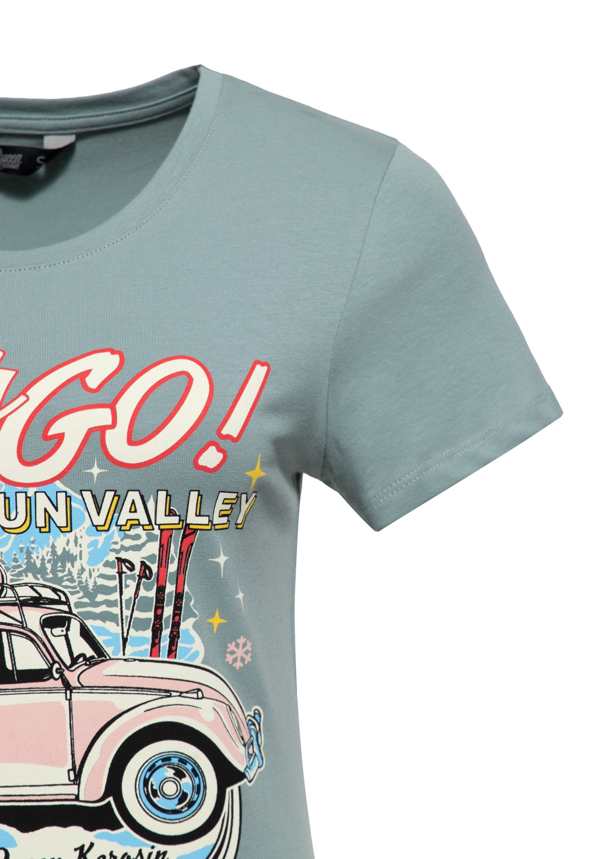 QueenKerosin Print-Shirt Sun Valley (1-tlg) mit Vintage-Car-Print