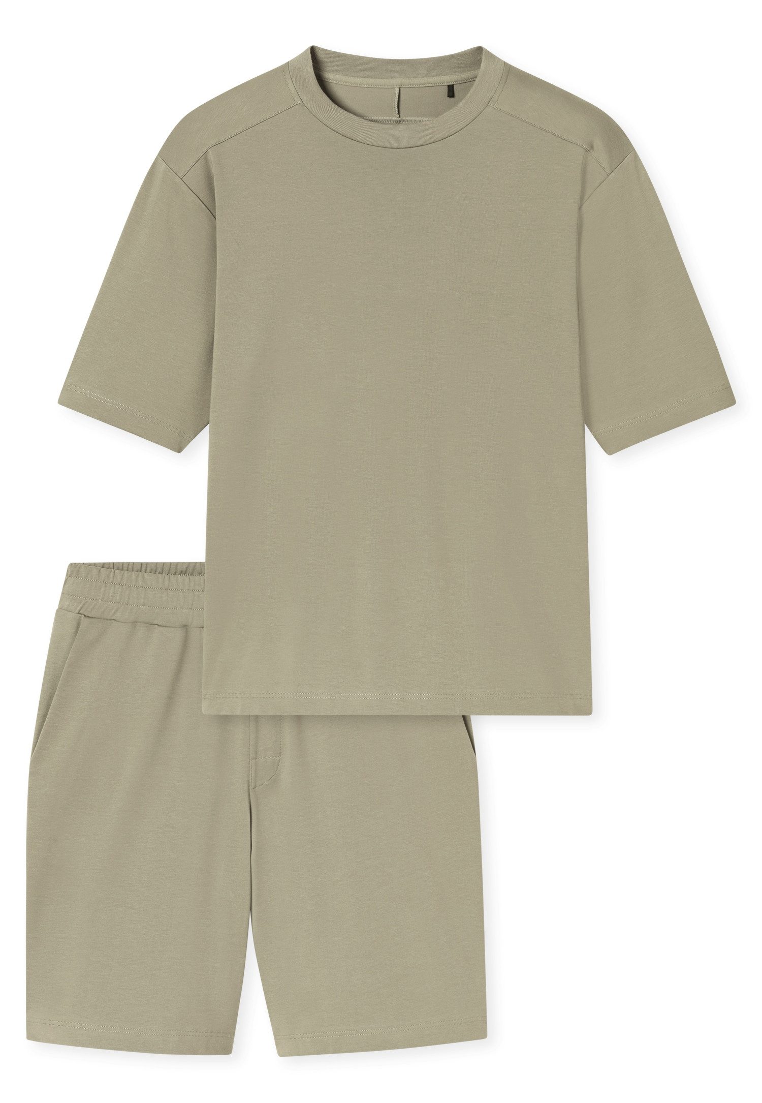 Schiesser Shorty Modern Nightwear (2 tlg) mit Rundhalsausschnitt und kurzem Arm, leichter Oversize-Fit