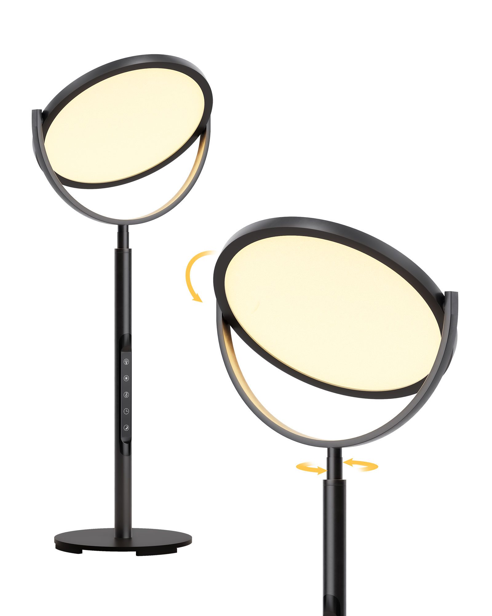 EDISHINE LED Nachttischlampe 55 cm Schwarz Drehringe runde Form, LED fest i günstig online kaufen