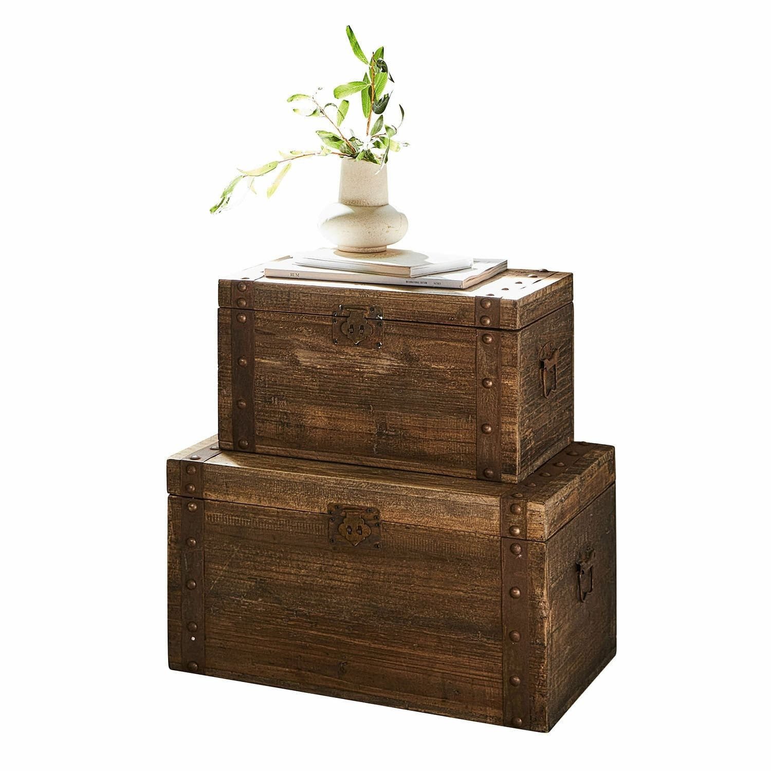 Mirabeau Truhe Truhe 2er Set Pratt antikbraun