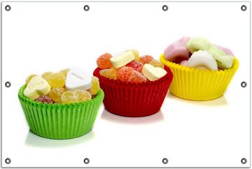 Wallario Sichtschutzzaunmatten Sweets - Süßigkeiten-Muffins in der Küche