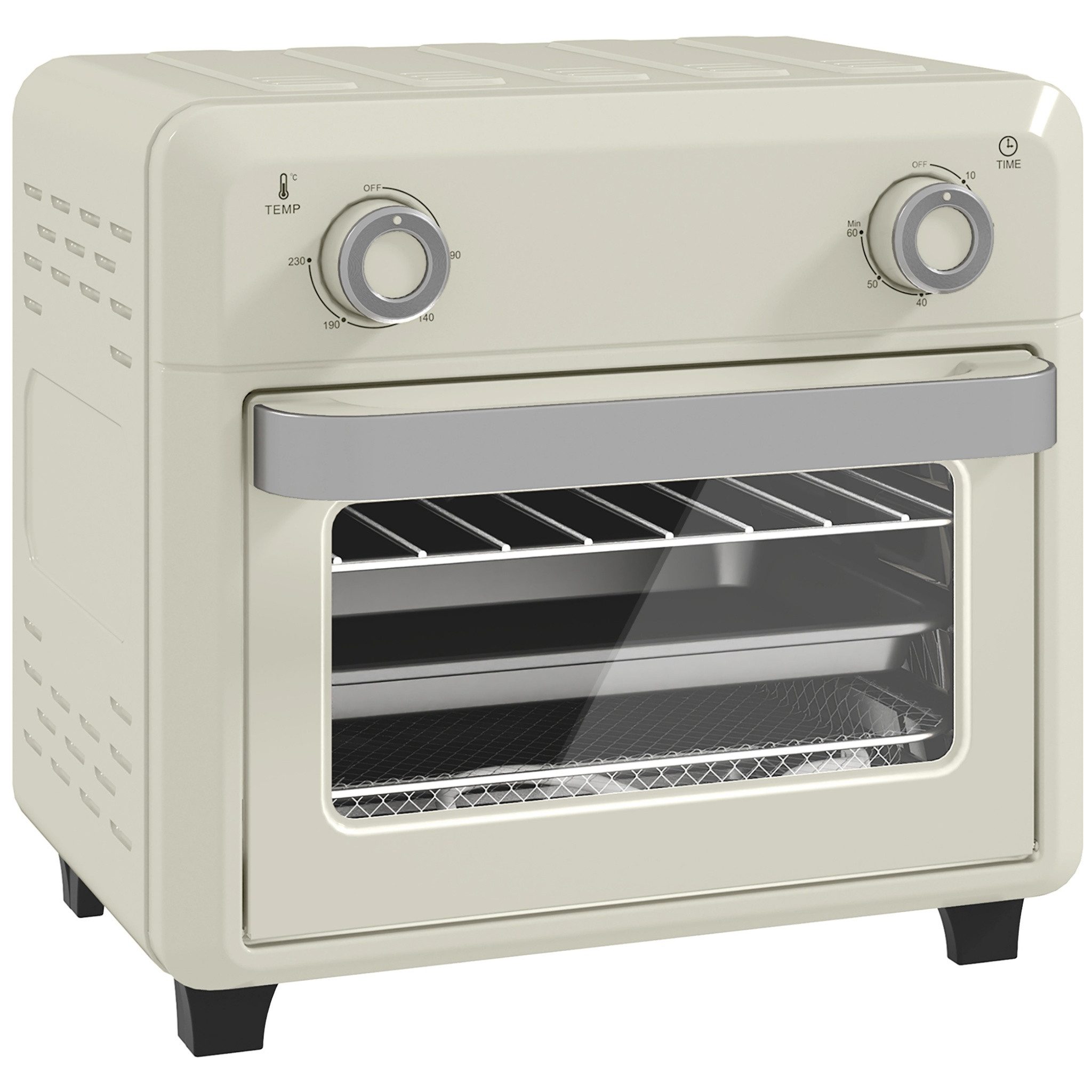 Blossom Minibackofen 10L mit Umluft, 2-in-1 Heißluftfritteuse/Mini Backofen, 1000W Airfryer, mit Touchdisplay, Innenbeleuchtung, 80–230°C, Edelstahl, für Küchen