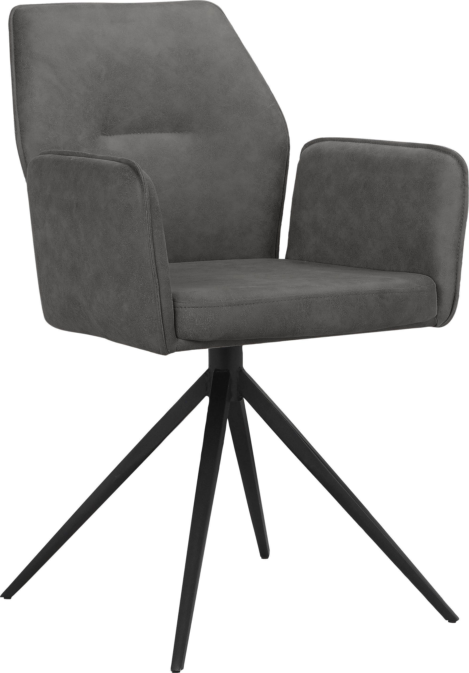 OTTO home Esszimmerstuhl Ozias (2 St), Sitz und Rücken gepolstert, Gestell aus Metall schwarz, Sitzhöhe 50 cm