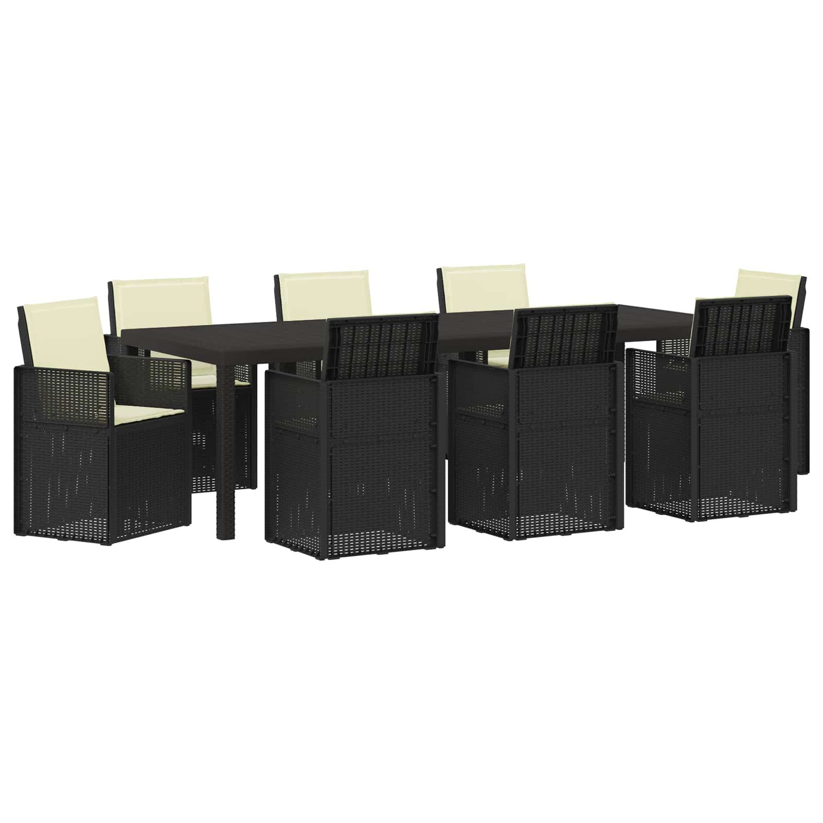 vidaXL Gartenlounge-Set Garten Essgruppe mit Kissen 9 pcs Anthrazit und Creme PP, (9-tlg)
