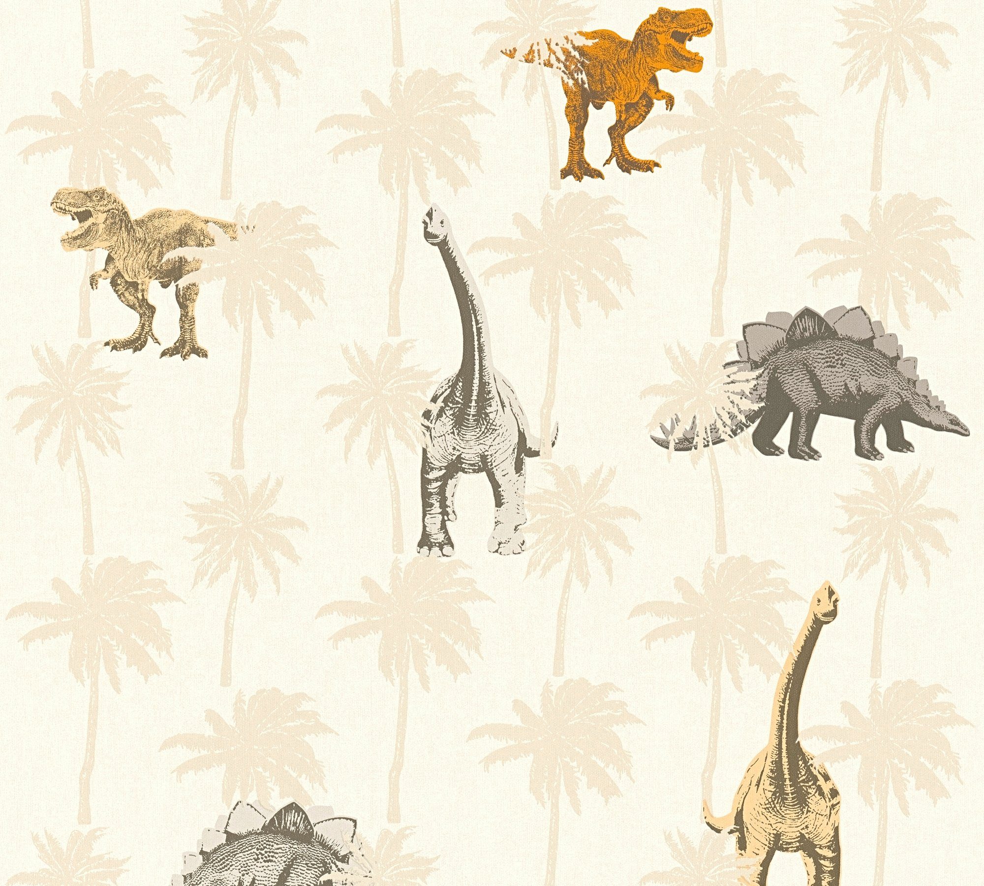 Dinosaurier Little Tapete Vliestapete living walls glatt, Stars, braun/orange/grau Kinderzimmertapete