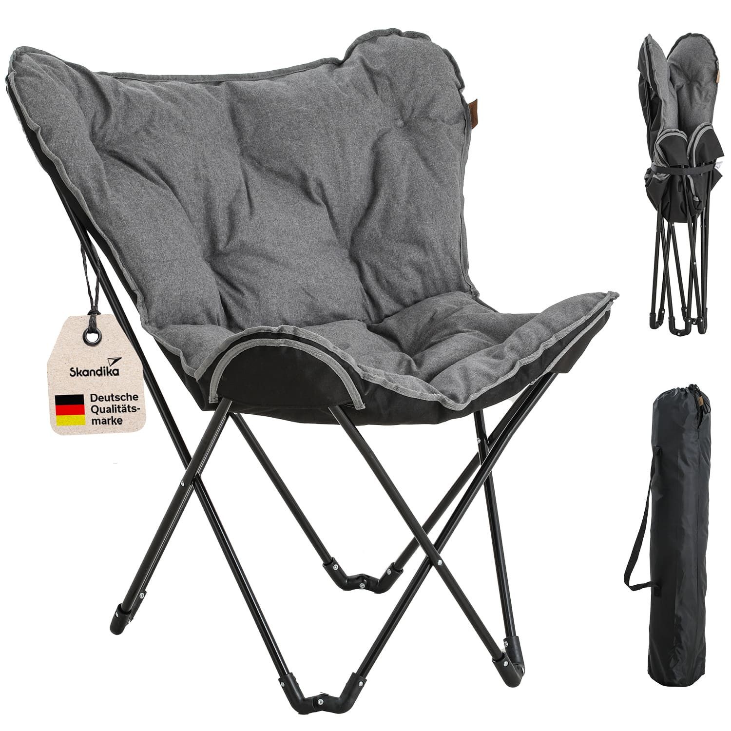 Skandika Campingstuhl Faltsessel Tolga, Campingsessel, Stuhl für Camping (Weiche Polsterung (abnehmbar), Maße 40 x 50 x 90 cm), Sitzhöhe 45 cm, belastbar bis 120 kg, 3,5 kg leicht, mit Tragetasche