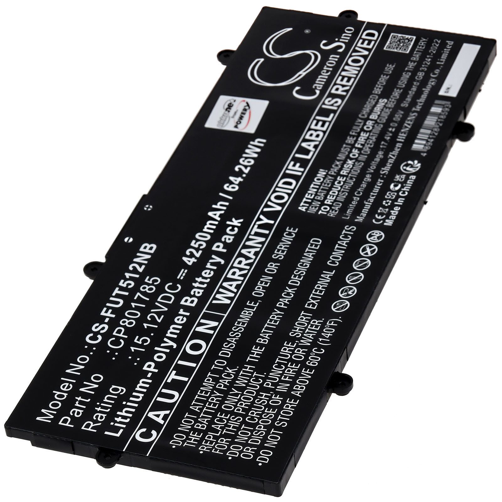 Powery Akku für Fujitsu Lifebook U7411 U7511 U7512 Laptop-Akku 4250 mAh (15.12 V)