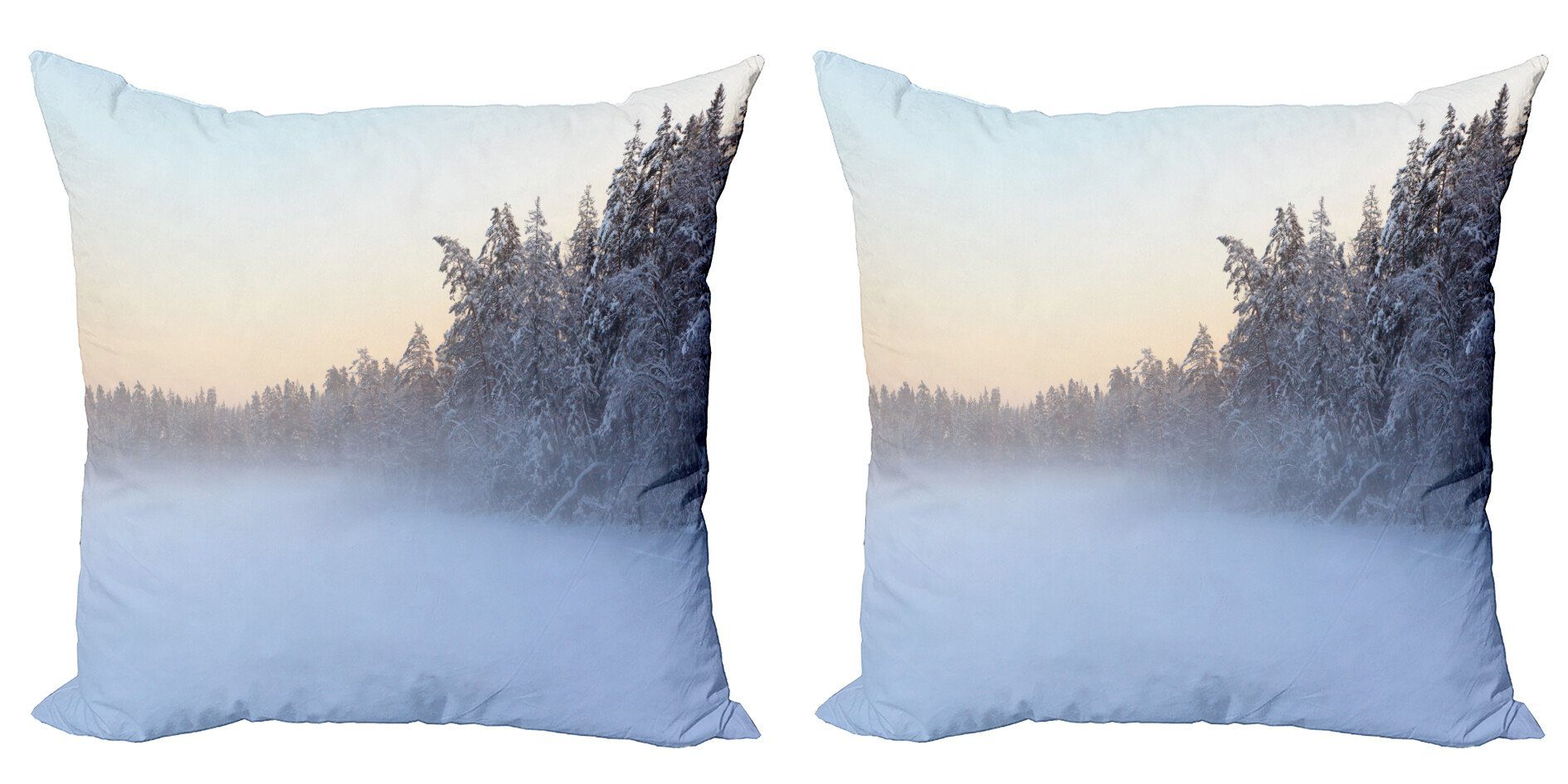 (2 Winter in Stück), Gefrorener Abakuhaus See Modern Woods Digitaldruck, Accent Doppelseitiger Kissenbezüge
