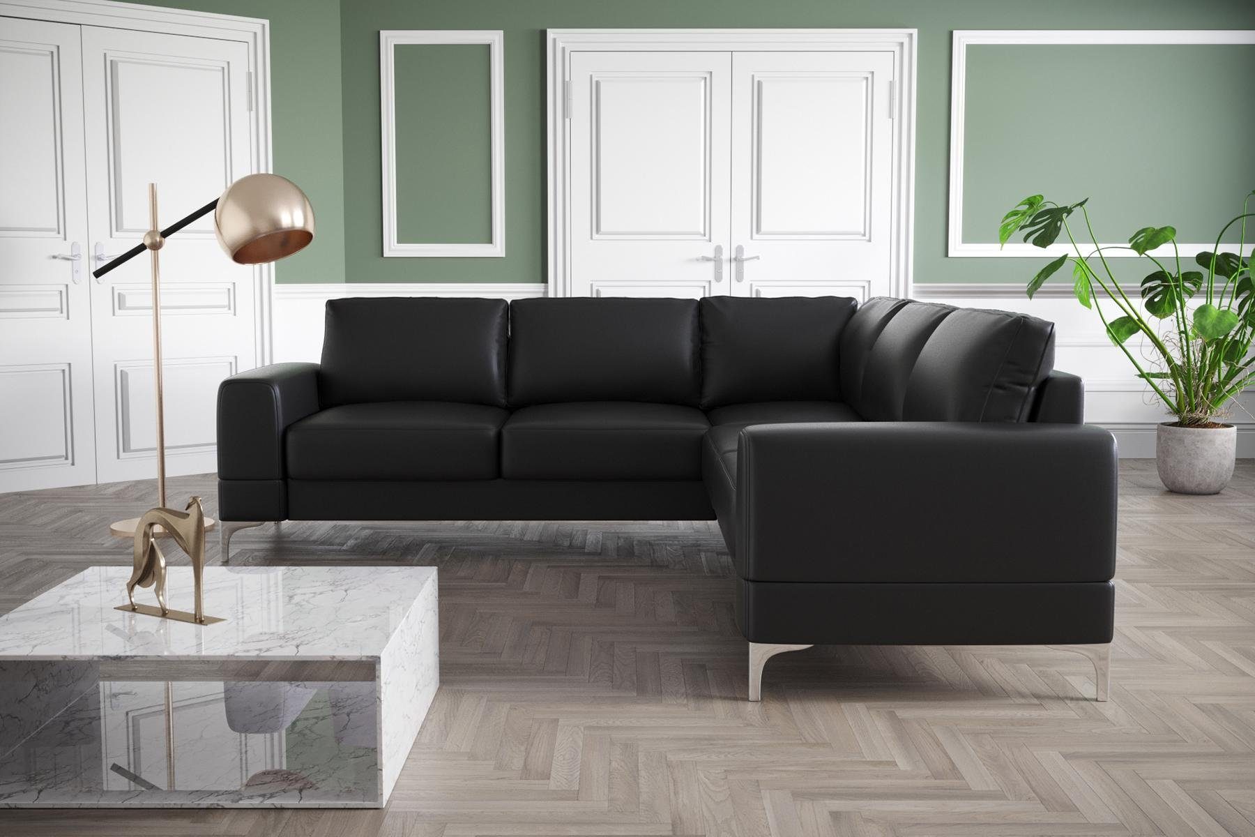 JVmoebel Ecksofa, Textil Ecksofa Schwarz Design Couch L-Form Wohnzimmer Möbel Türkis Modern