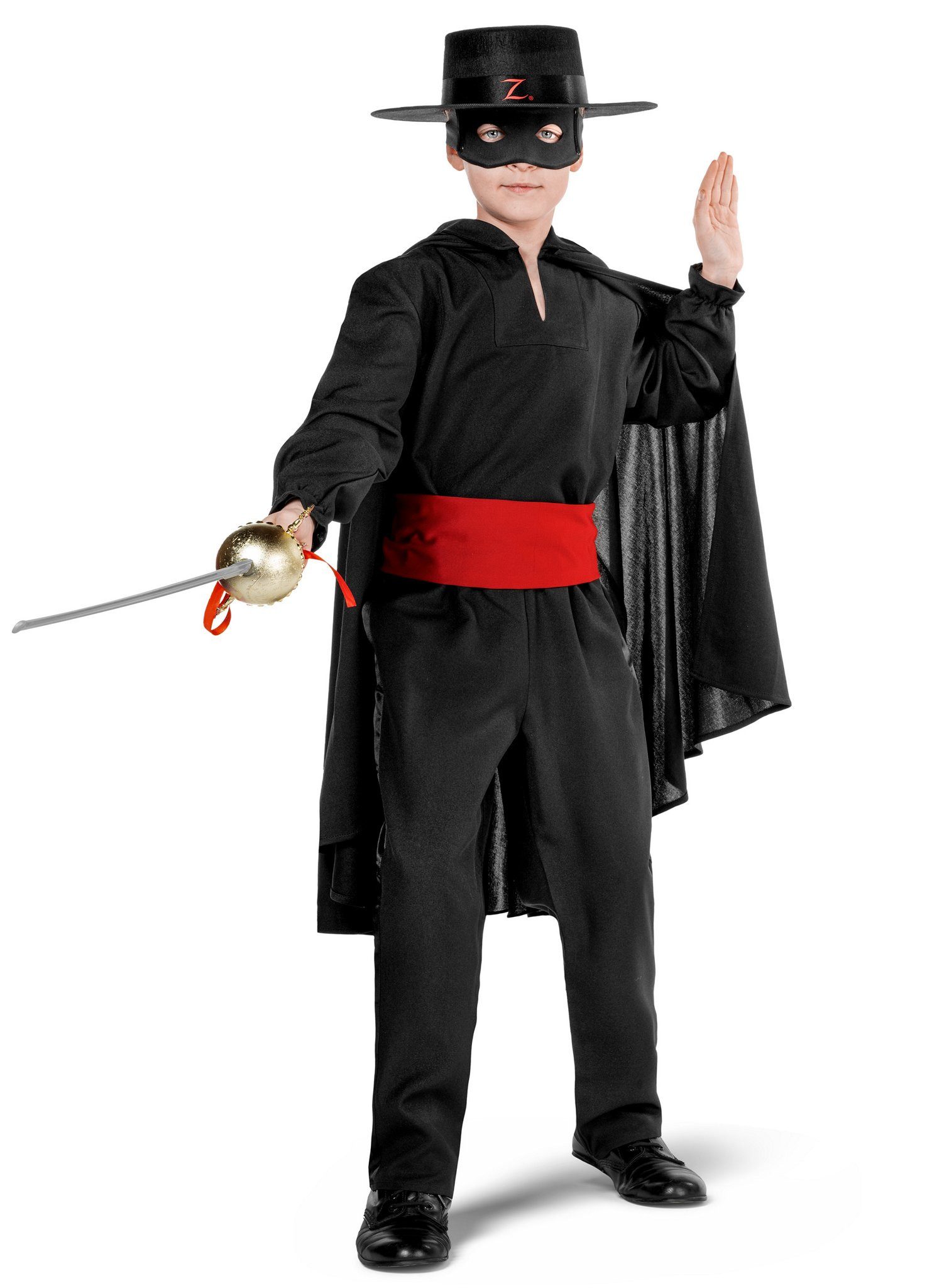 Maskworld Kostüm Zorro - Kostüm für Kinder - Fasching Karneval Hall, Offizielles Komplettkostüm des schwarzen Rächers für Kinder