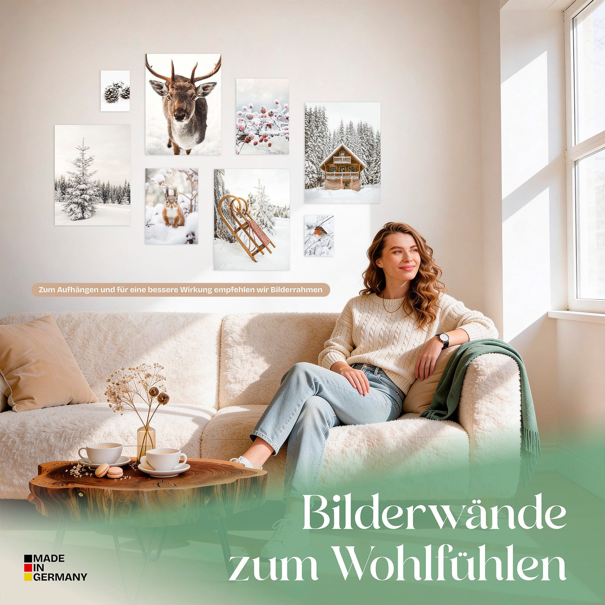 ARTFAVES Bilder-Collage Poster Set Winter Wonderland I mehrteilige Bilderwand I Wandbilder, (8er Set), moderne Wandbilder Winter Deko