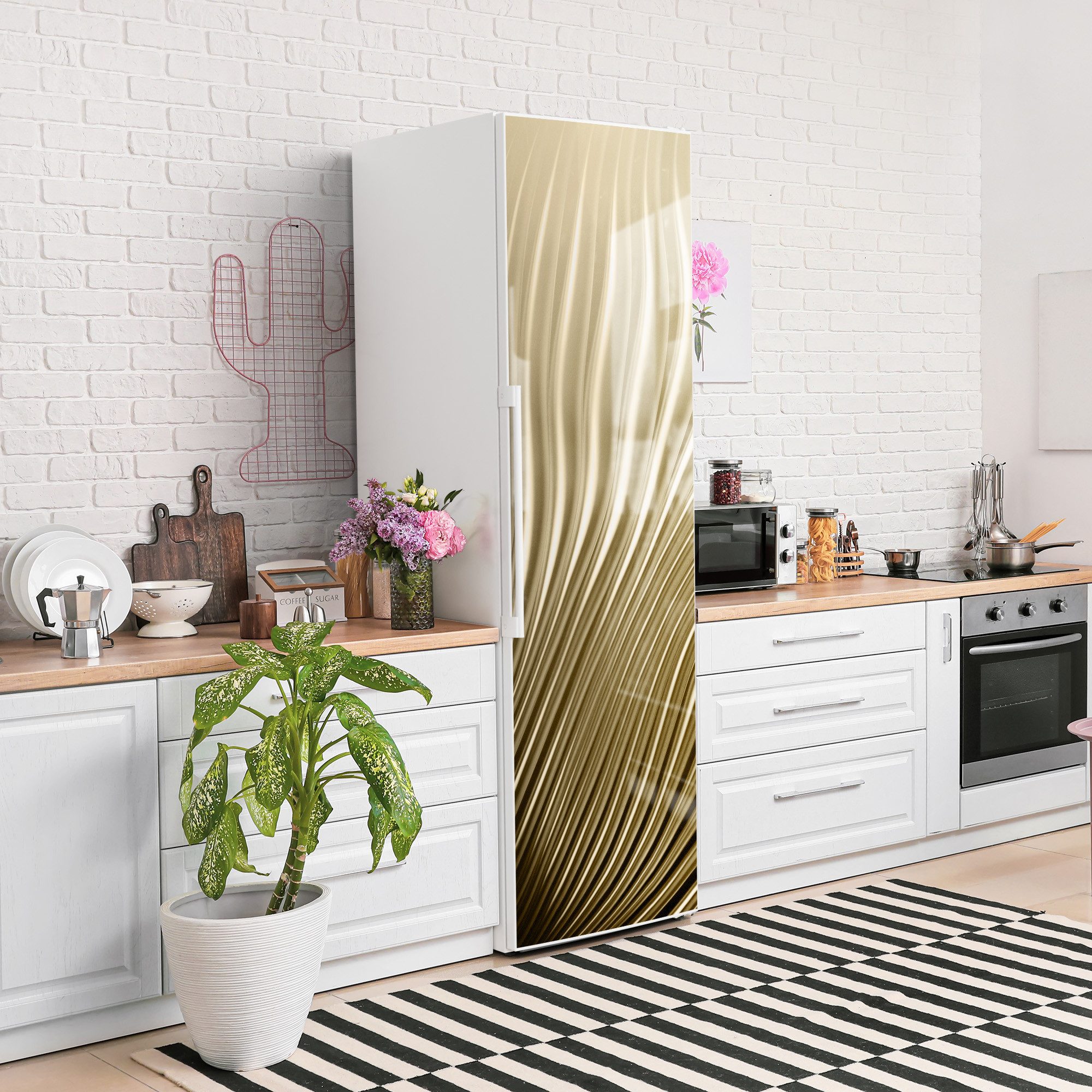 DEQORI Magnetfolie 'Goldenes Rillendesign', beschreibbar Kühlschrank Magnetmatte magnetisch Magnetfolie