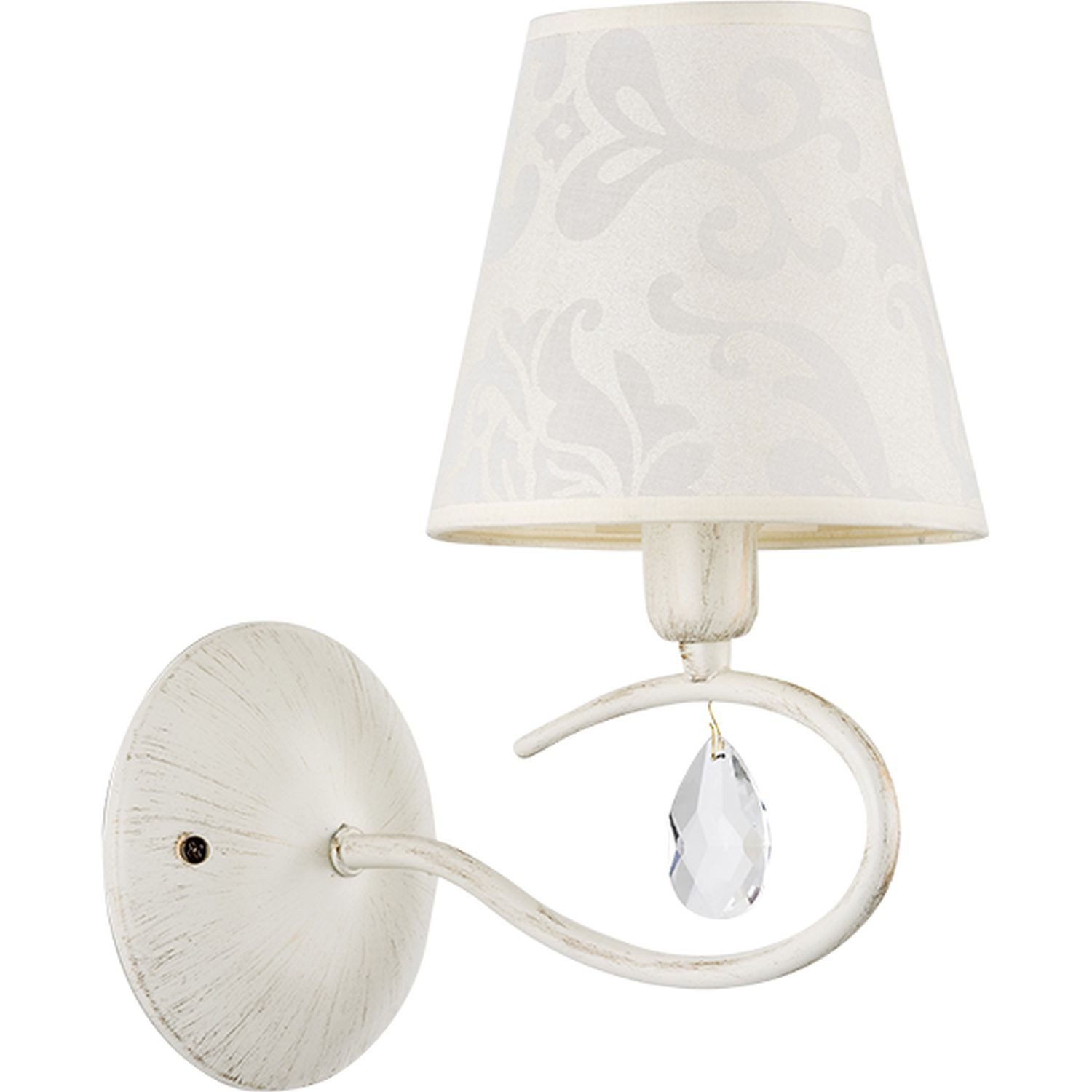 Licht-Erlebnisse Wandleuchte CARORE, ohne Leuchtmittel, Stoff Metall E14 H: 28 cm Shabby Weiß Weiß Vintage Design Wandleuchte