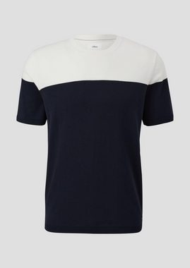 s.Oliver BLACK LABEL Strickpullover Strickshirt mit Colour-Blocking Rippblende