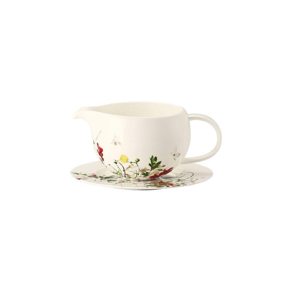 Rosenthal Sauciere Rosenthal Brillance Bone China Fleurs Sauvages Sauciere mit Untertelle, Porzellan