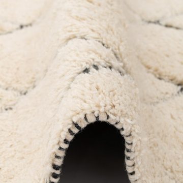 Wollteppich Natur Teppich Shaggy Wolle Linea Rauten, Pergamon, Rechteckig, Höhe: 15 mm
