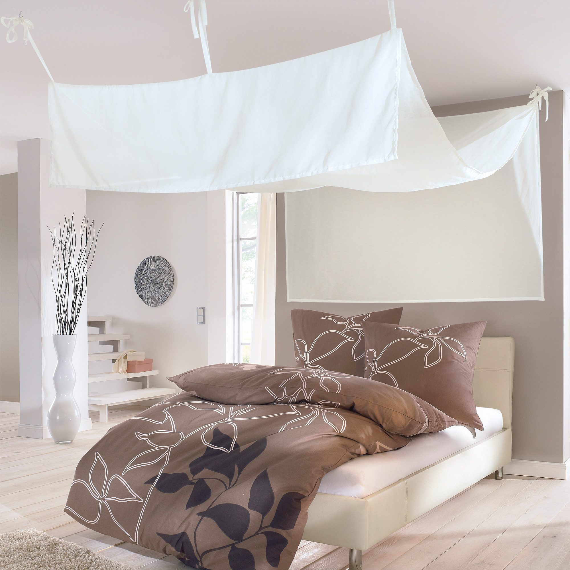 Kutti Bettvorhang Roma Betthimmel (1 St), Bindebänder, halbtransparent, romantischer Stoffhimmel für ein gemütliches Schlafzimmer