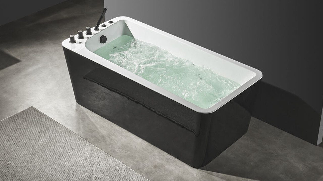 JVmoebel Whirlpool-Badewanne Relax Wanne Indoor Whirlpool Badewanne Whirlwanne Home Spa Schwarz, (1-tlg), Made in Europa